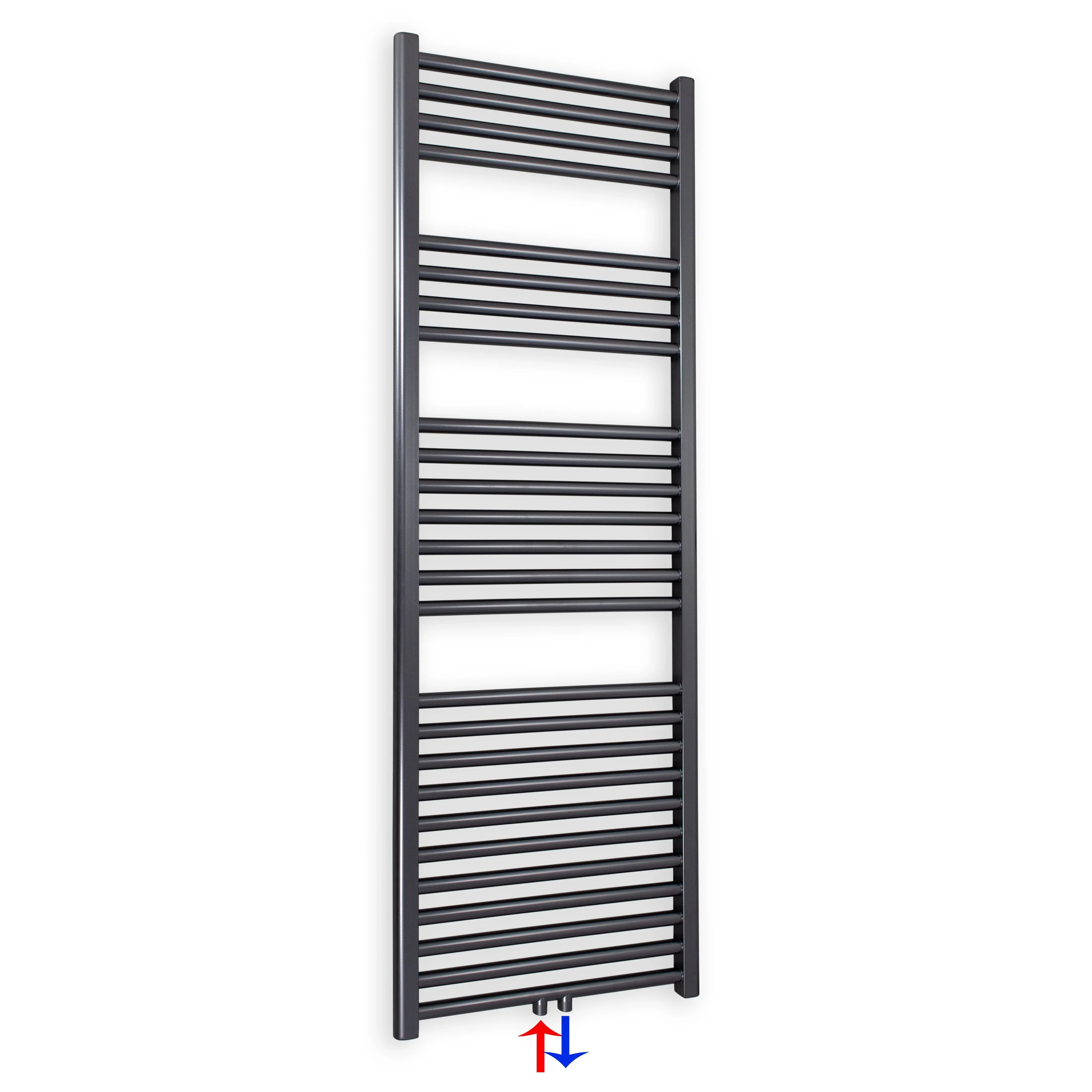 Badheizkörper gerade mit Mittenanschluss 1424 x 400 anthrazit Handtuchhalter Badezimmer Heizung Handtuchwärmer - heizkoerper.shop