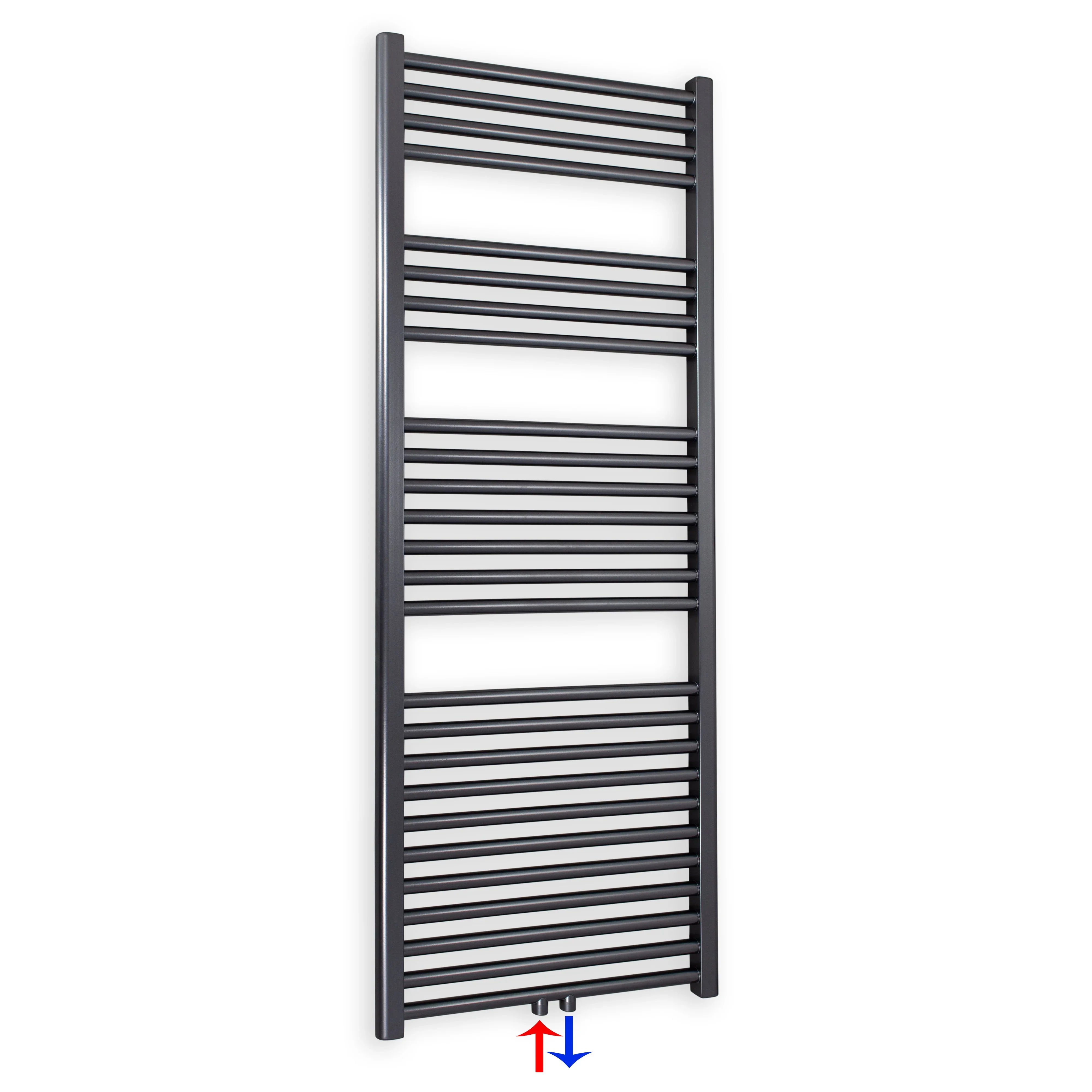 Badheizkörper gerade mit Mittenanschluss 1424 x 600 anthrazit Handtuchhalter Badezimmer Heizung Handtuchwärmer - heizkoerper.shop