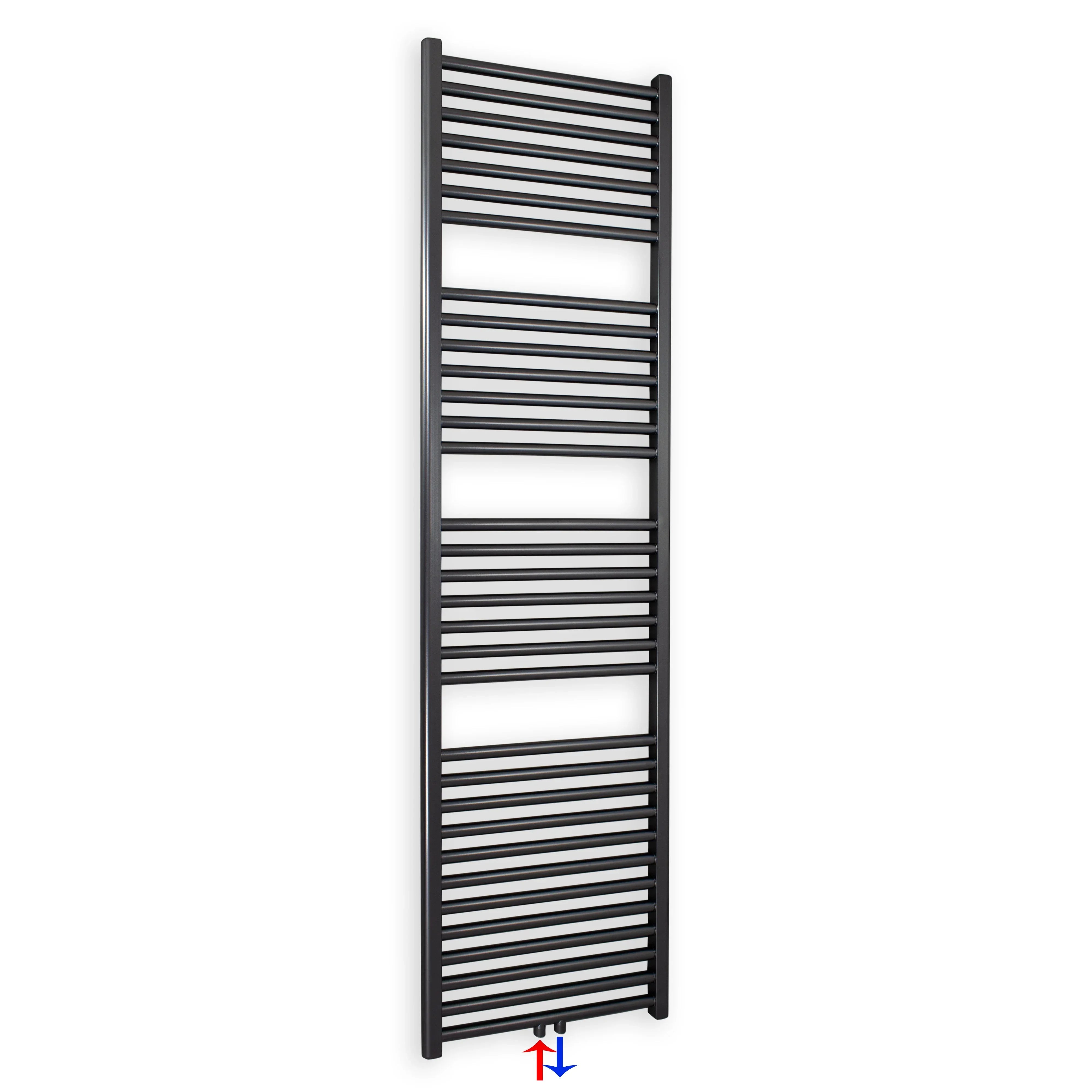 Badheizkörper gerade mit Mittenanschluss 1732 x 400 anthrazit Handtuchhalter Badezimmer Heizung Handtuchwärmer - heizkoerper.shop