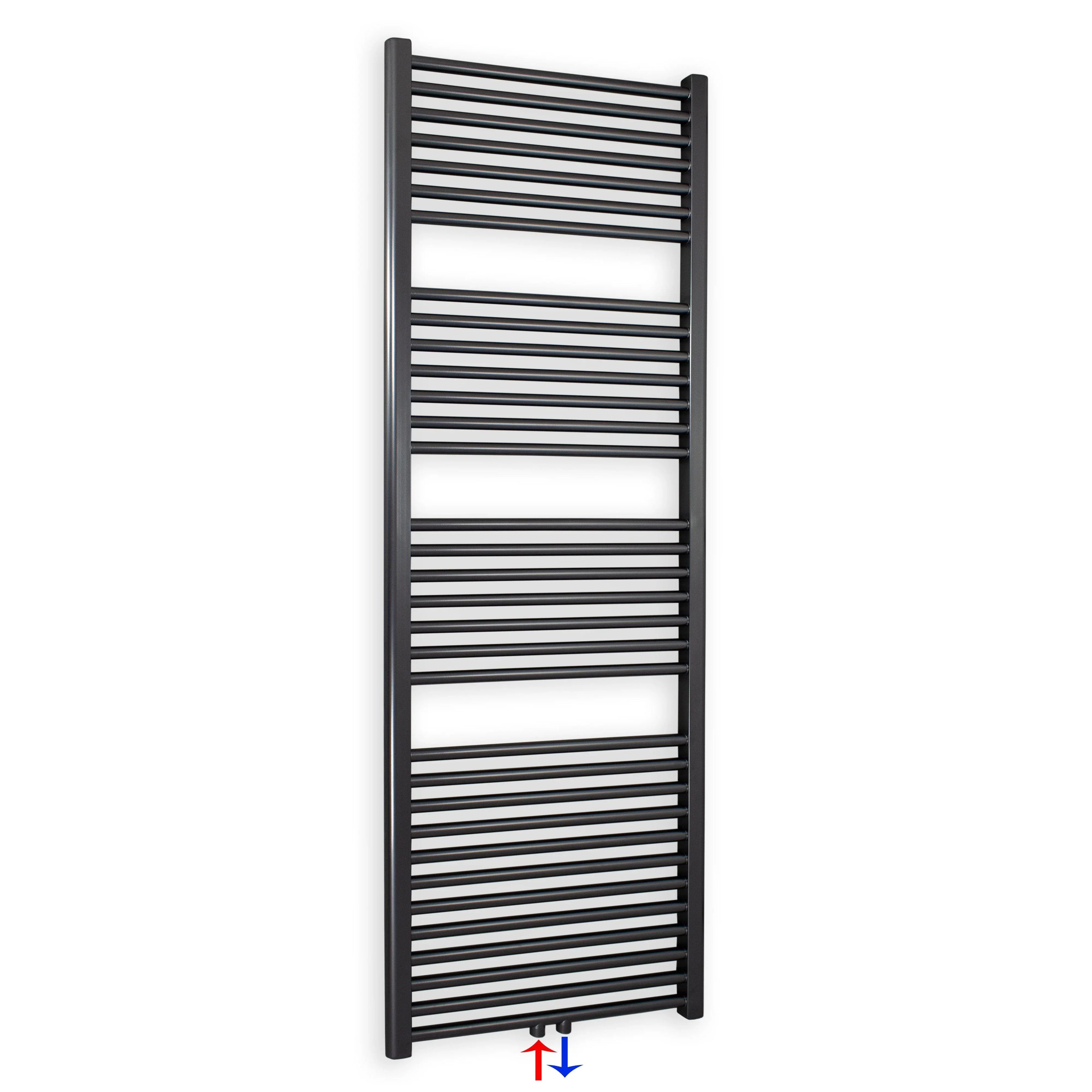 Handtuchheizkörper mit Mittelanschluss 1732 x 600 anthrazit Handtuchhalter Badezimmer Heizung Handtuchwärmer - heizkoerper.shop