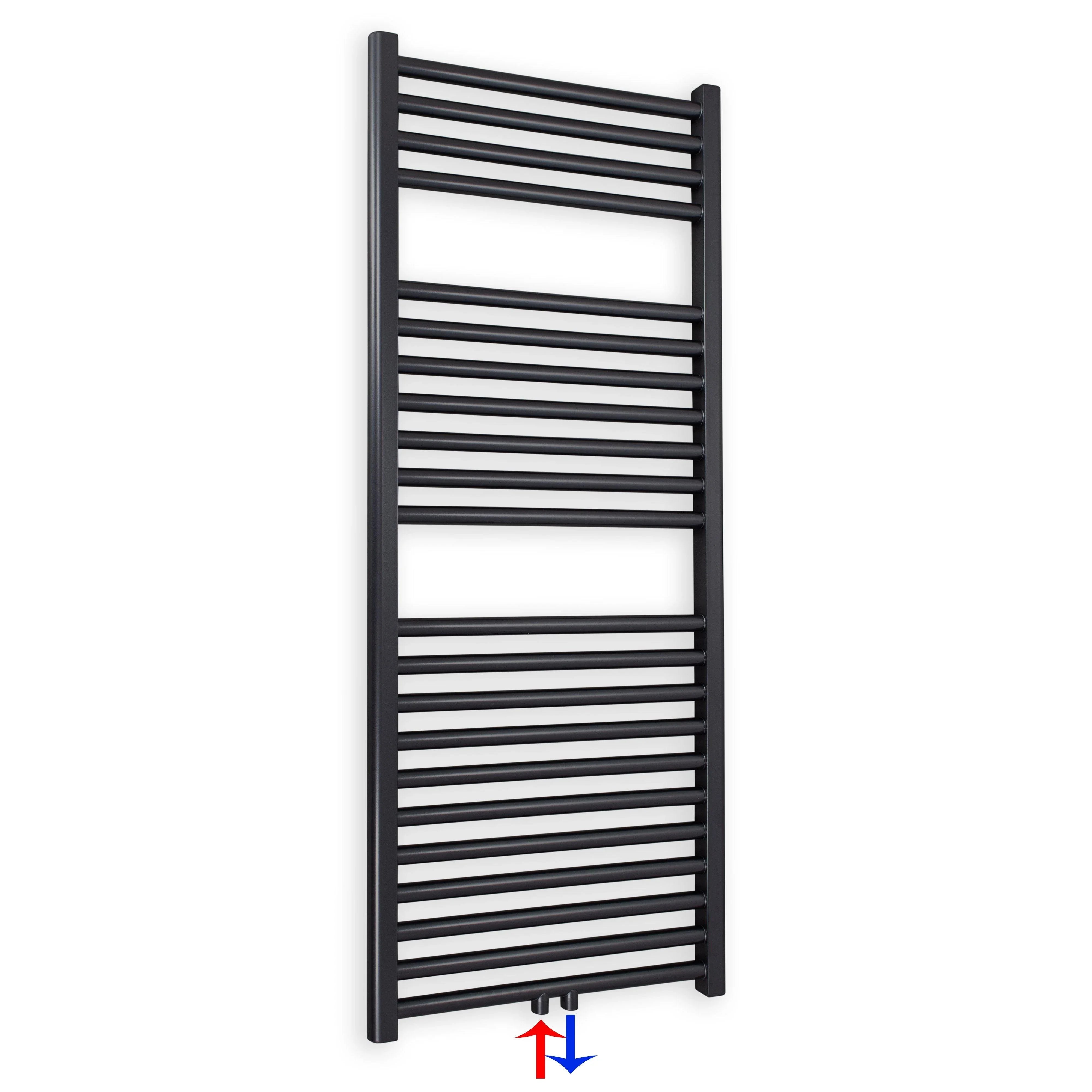 Handtuchheizkörper mit Mittelanschluss 1160 x 400 schwarz Handtuchhalter Badezimmer Heizung Handtuchwärmer - heizkoerper.shop