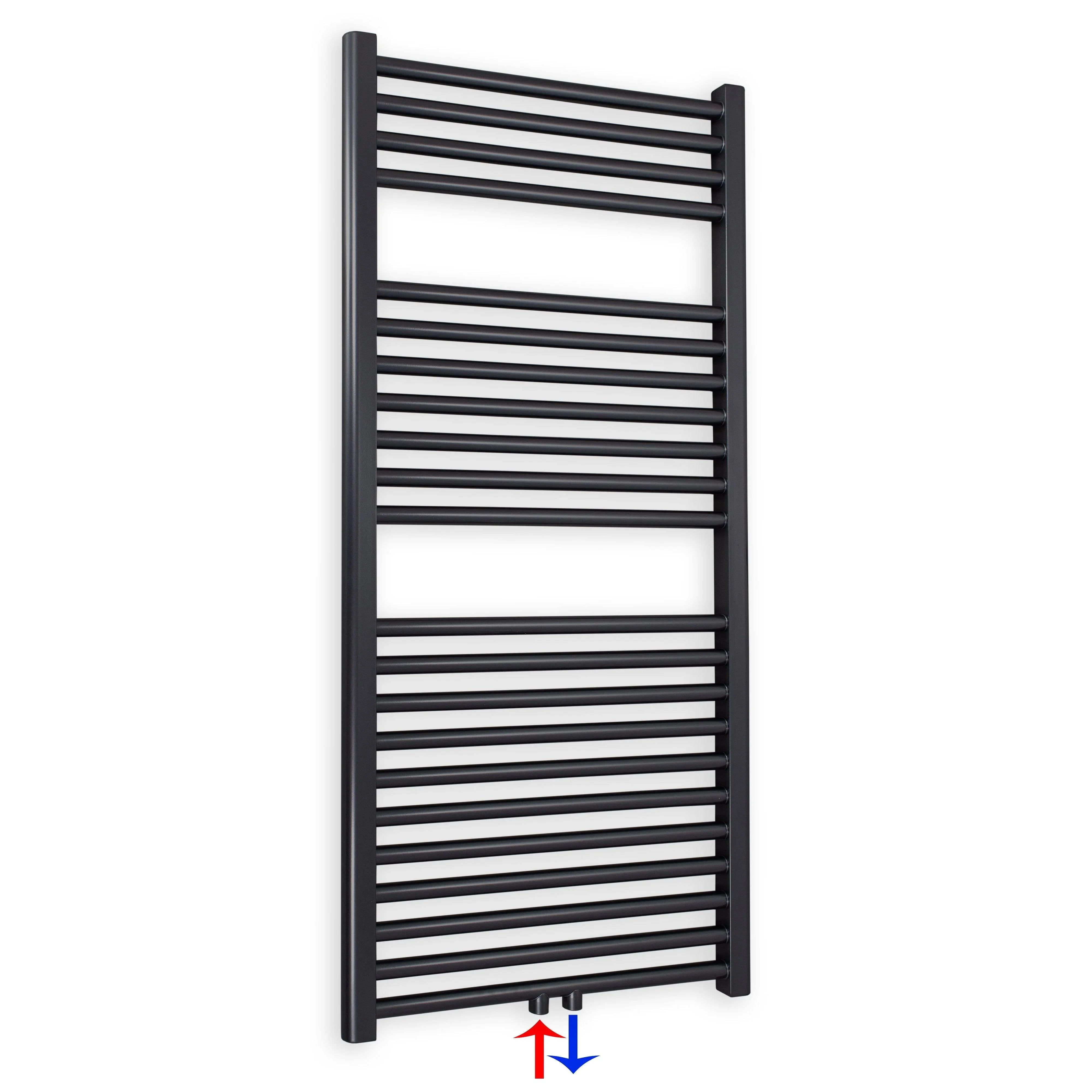 Handtuchheizkörper mit Mittelanschluss 1160 x 600 schwarz Handtuchhalter Badezimmer Heizung Handtuchwärmer - heizkoerper.shop