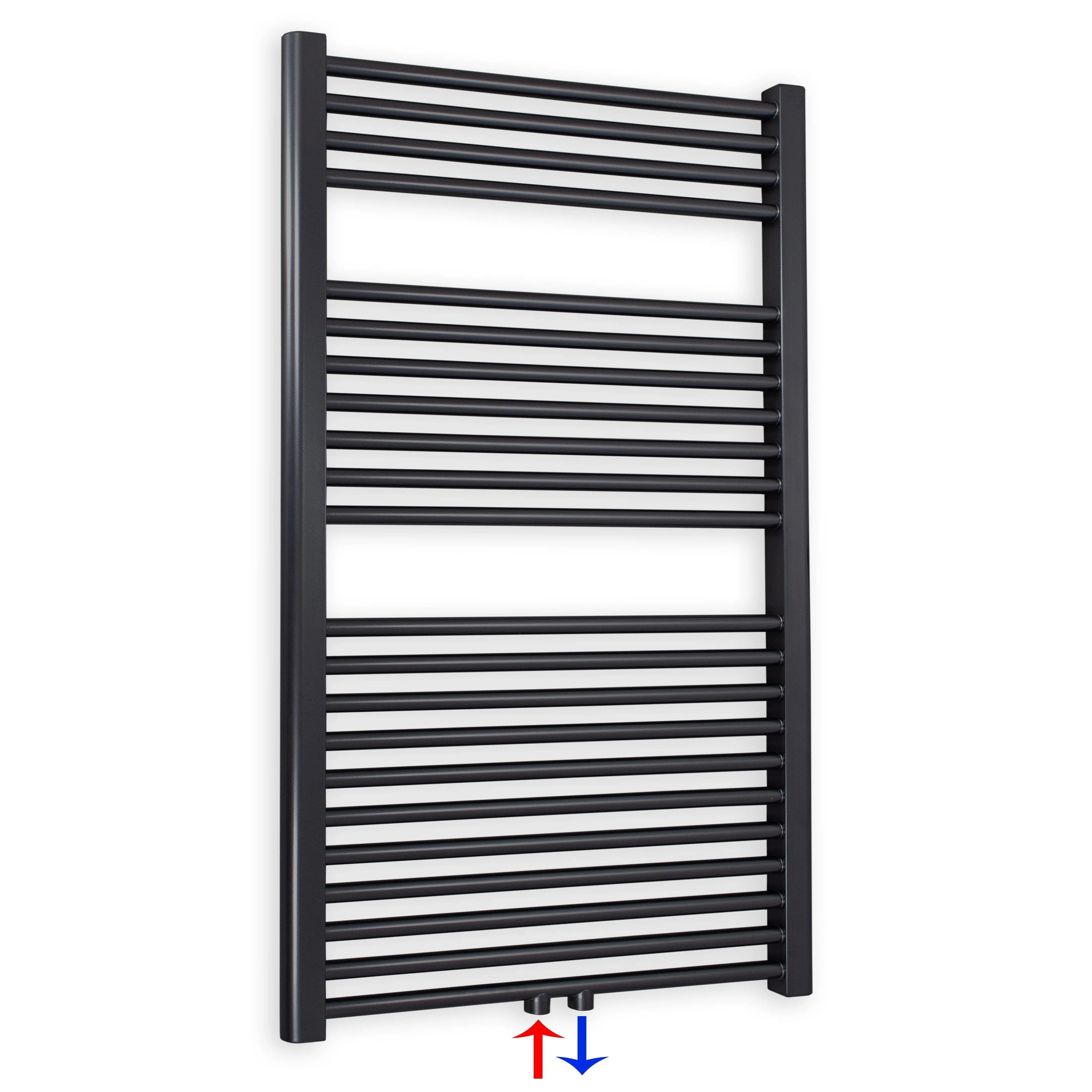 Handtuchheizkörper mit Mittelanschluss 1160 x 750 schwarz Handtuchhalter Badezimmer Heizung Handtuchwärmer - heizkoerper.shop