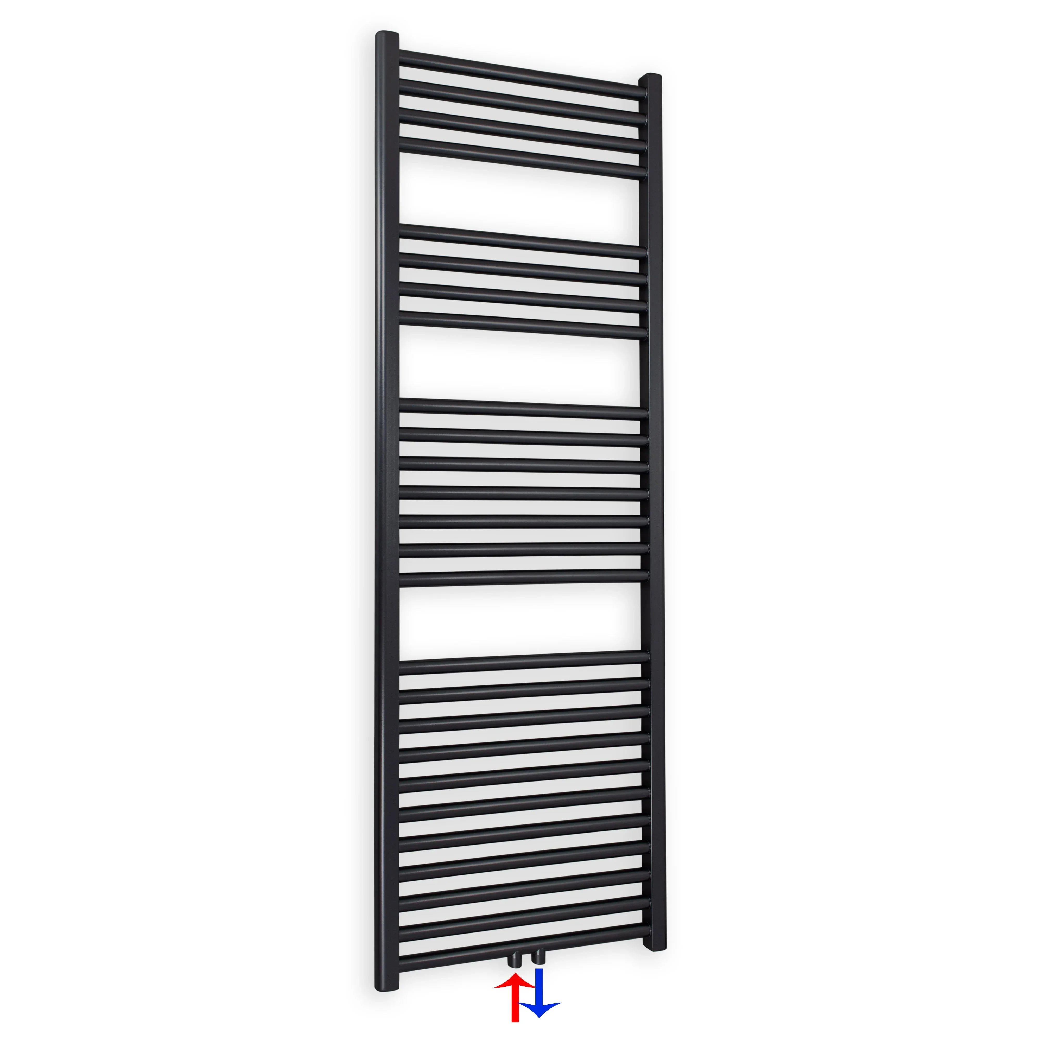 Badheizkörper gerade mit Mittenanschluss 1424 x 400 schwarz Handtuchhalter Badezimmer Heizung Handtuchwärmer - heizkoerper.shop
