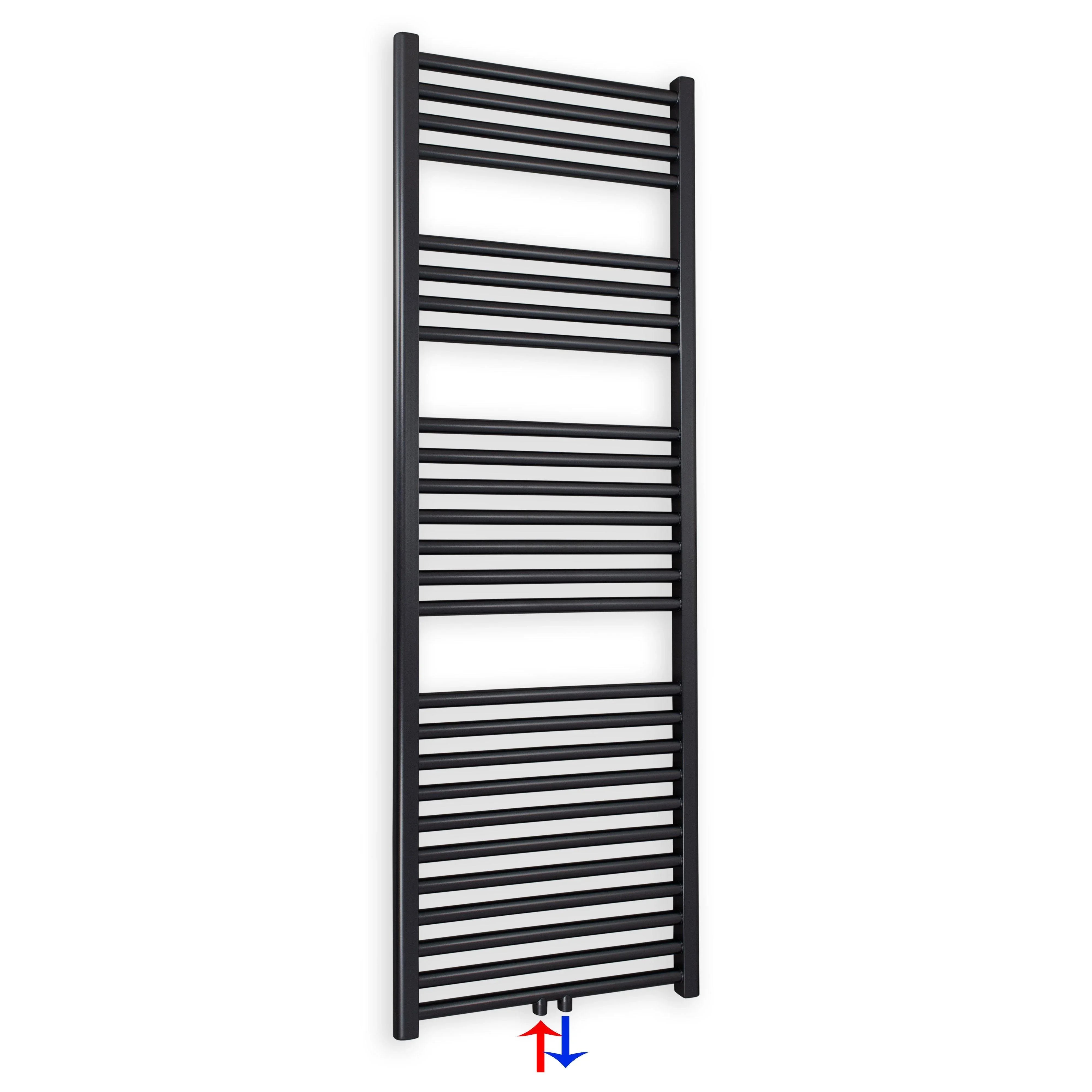 Handtuchheizkörper mit Mittelanschluss 1424 x 400 schwarz Handtuchhalter Badezimmer Heizung Handtuchwärmer - heizkoerper.shop