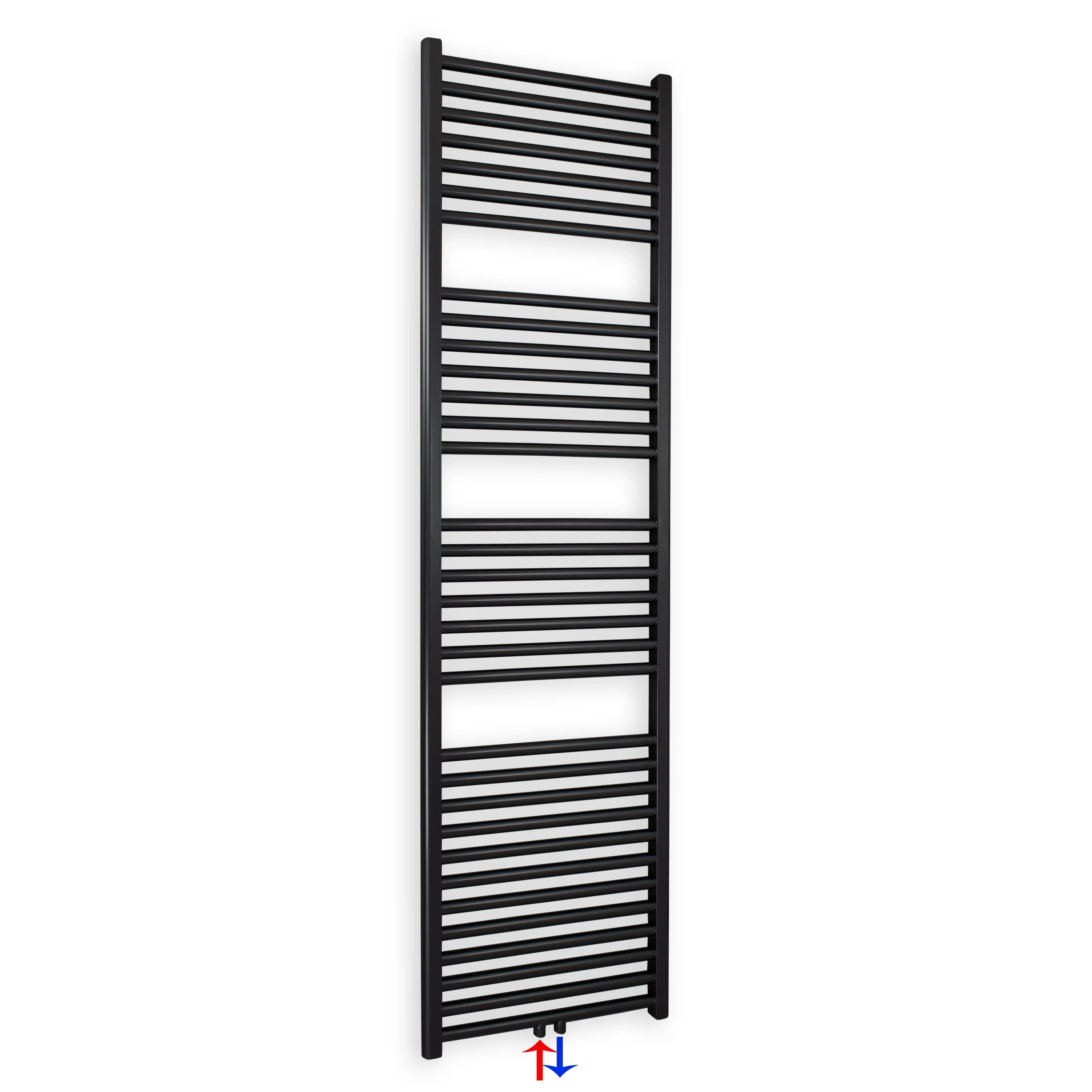 Badheizkörper gerade mit Mittenanschluss 1732 x 400 schwarz Handtuchhalter Badezimmer Heizung Handtuchwärmer - heizkoerper.shop