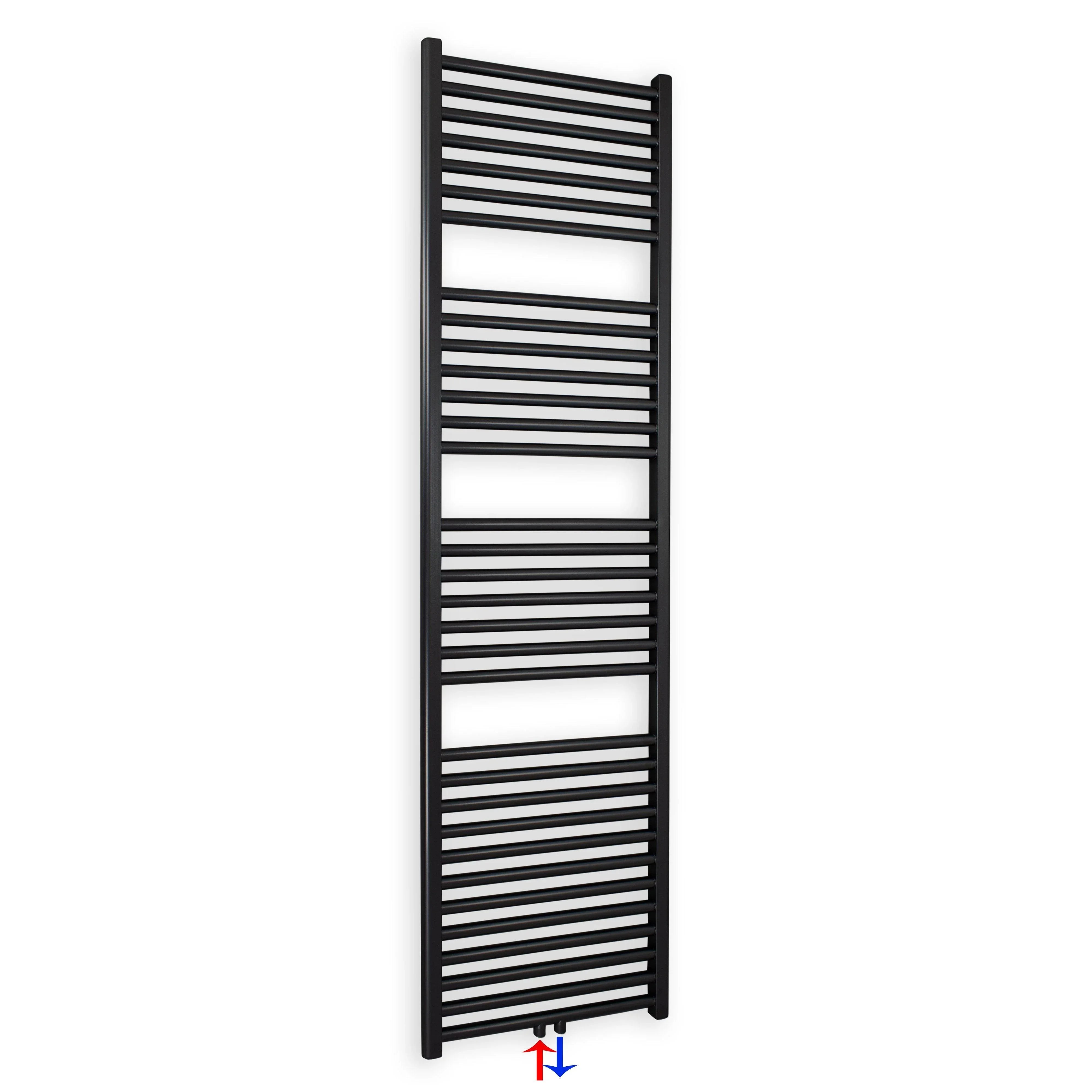 Handtuchheizkörper mit Mittelanschluss 1732 x 400 schwarz Handtuchhalter Badezimmer Heizung Handtuchwärmer - heizkoerper.shop