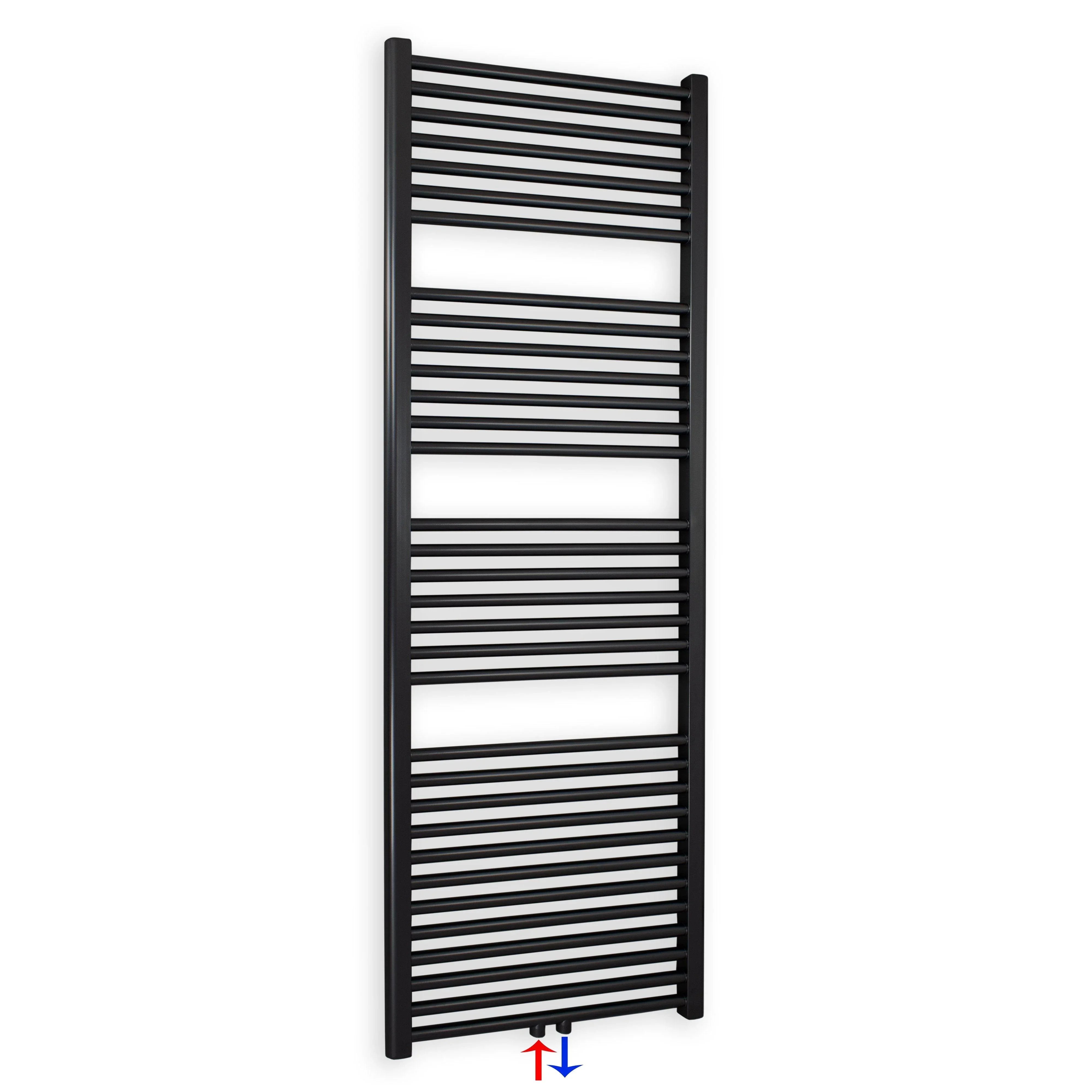 Handtuchheizkörper mit Mittelanschluss 1732 x 600 schwarz Handtuchhalter Badezimmer Heizung Handtuchwärmer - heizkoerper.shop