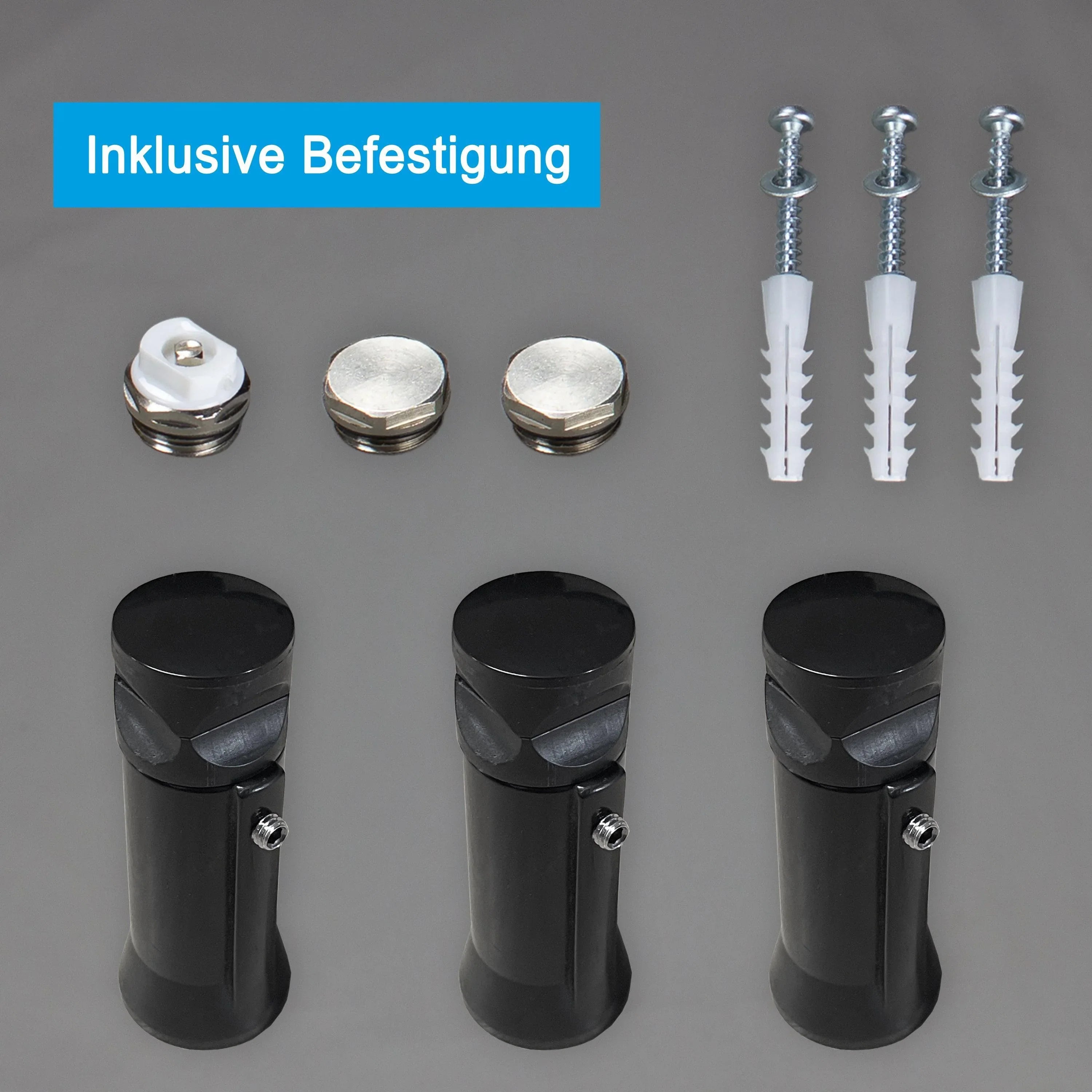 Badheizkörper anthrazit Handtuchheizkörper mit Anschluss links oder rechts | mit versetztem Mittelanschluss inklusive Montagematerial - heizkoerper.shop