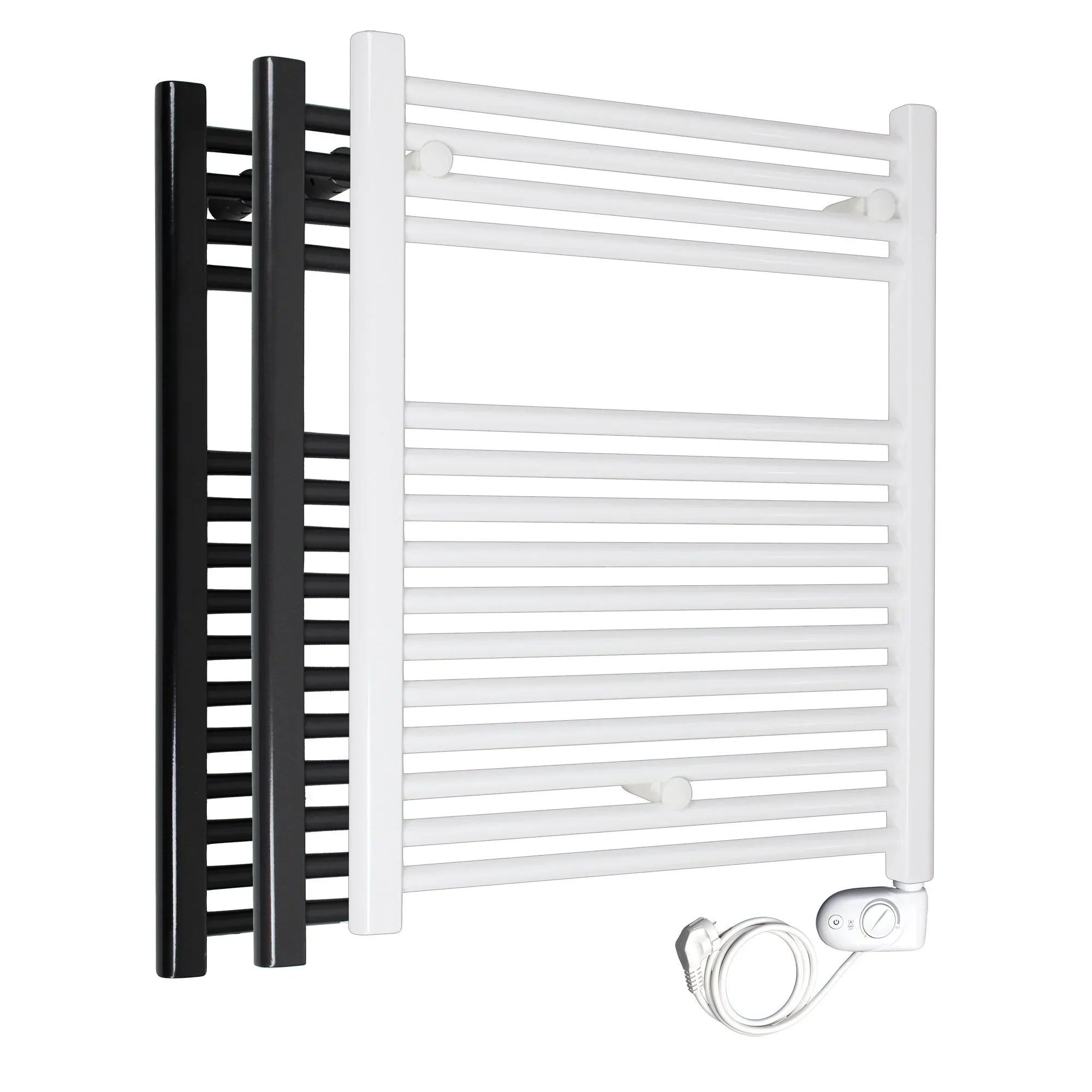 Badheizkörper gerade mit analogem Thermostat Elektroheizkörper Handtuchwärmer elektrischer Handtuchhalter - heizkoerper.shop