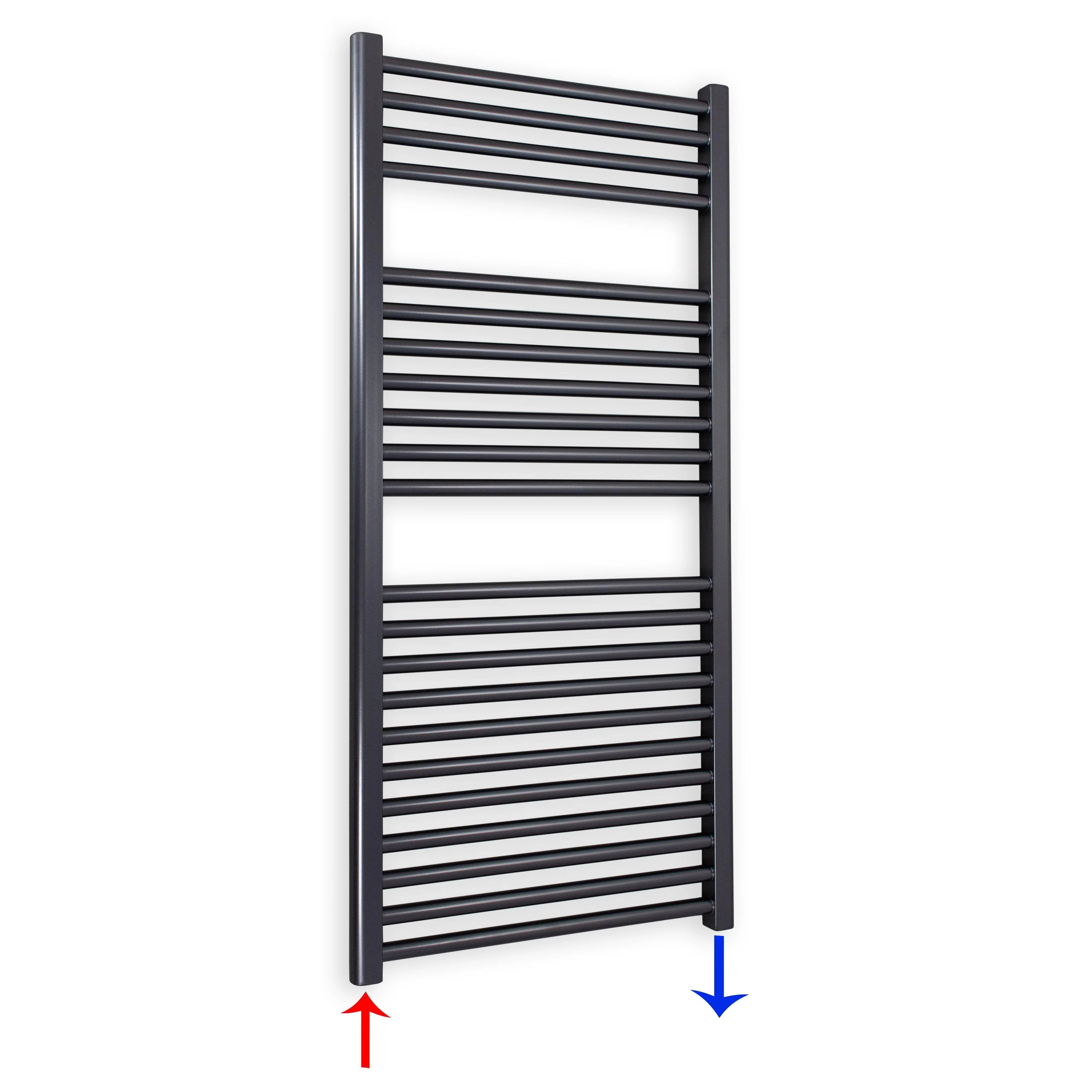 Handtuchheizkörper mit Standardanschluss 1160 x 600 anthrazit Handtuchhalter Badezimmer Heizung Handtuchwärmer - heizkoerper.shop