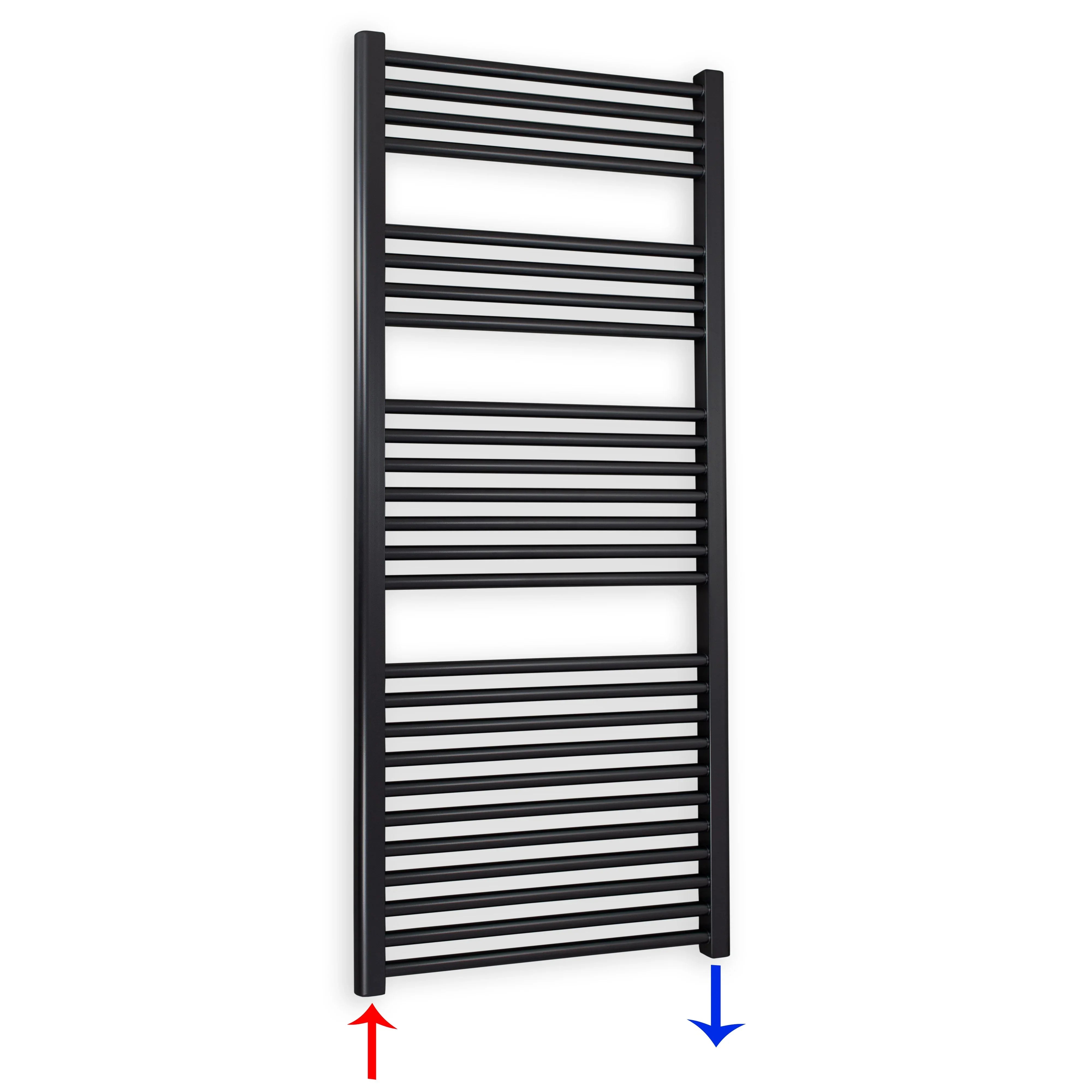Badheizkörper gerade mit Standardanschluss 1424 x 600 schwarz Handtuchhalter Badezimmer Heizung Handtuchwärmer - heizkoerper.shop