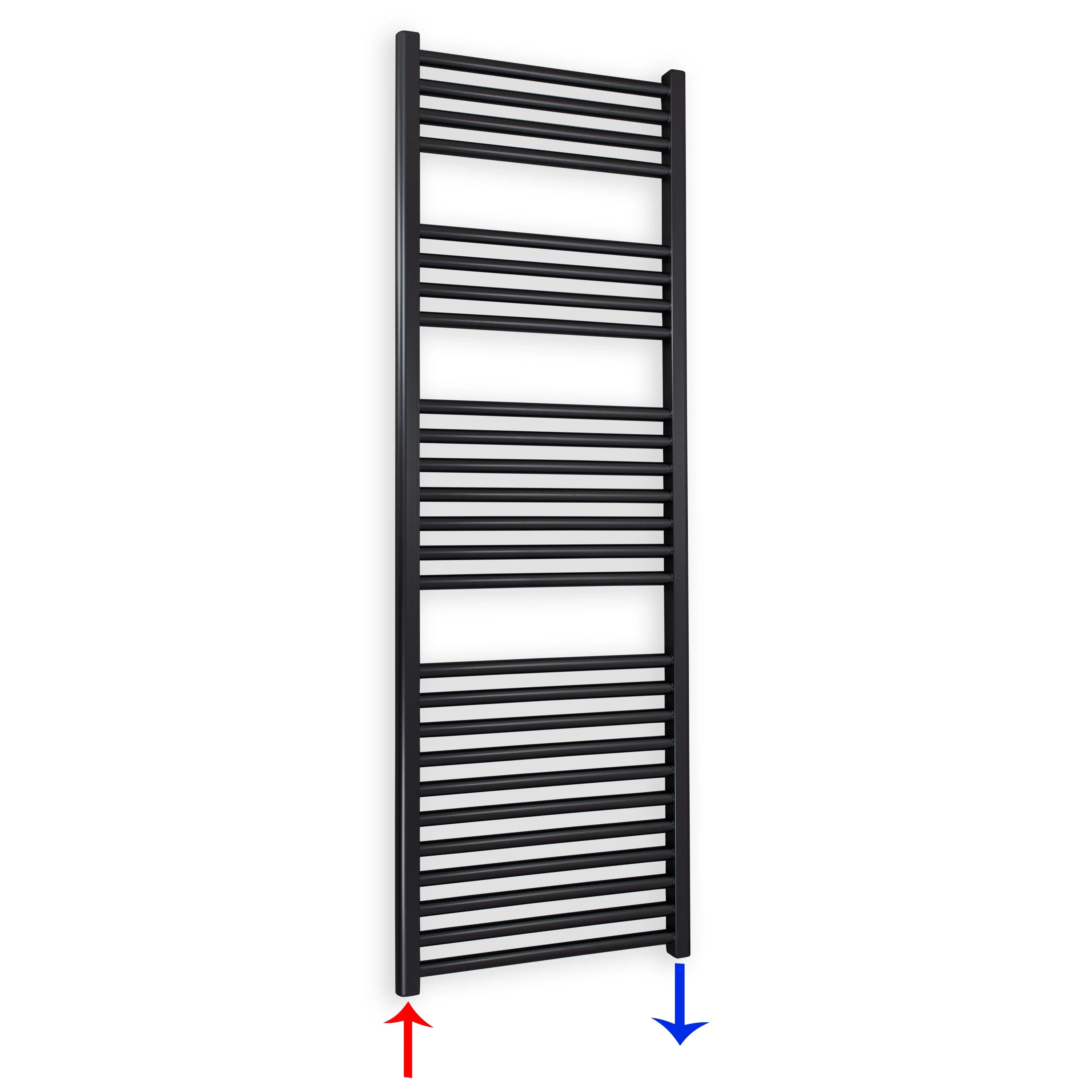 Badheizkörper gerade mit Standardanschluss 1424 x 400 schwarz Handtuchhalter Badezimmer Heizung Handtuchwärmer - heizkoerper.shop