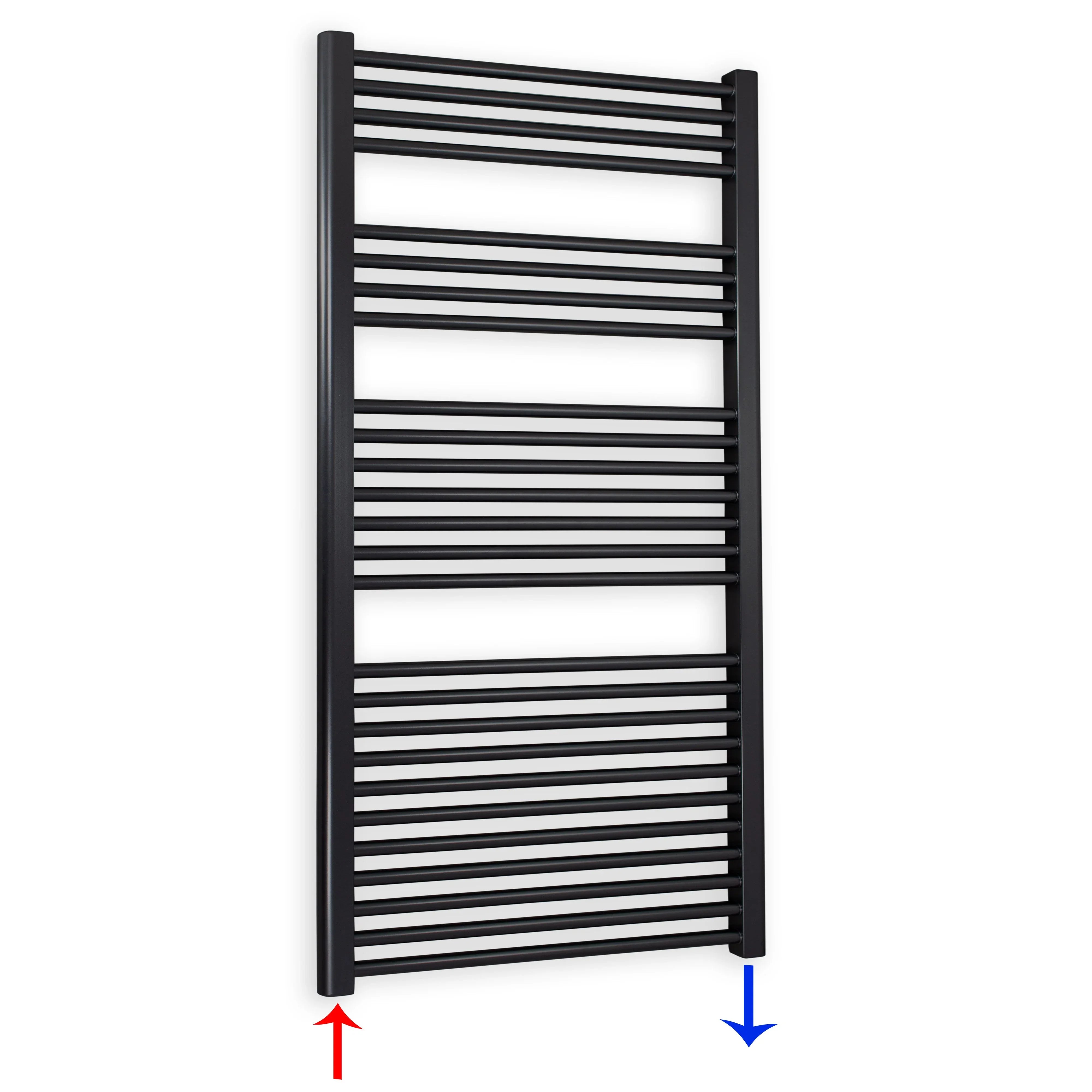 Badheizkörper gerade mit Standardanschluss 1424 x 750 schwarz Handtuchhalter Badezimmer Heizung Handtuchwärmer - heizkoerper.shop