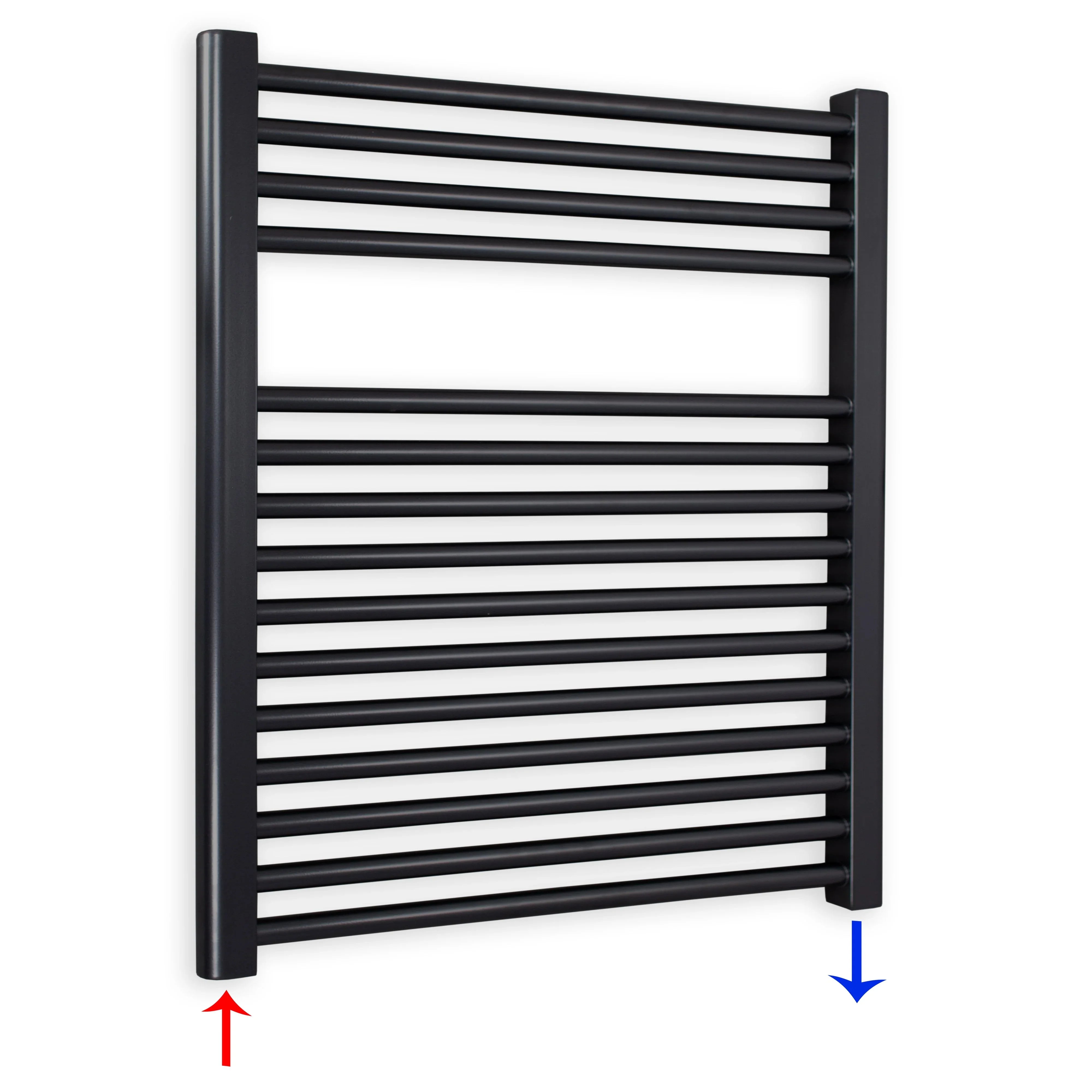 Badheizkörper gerade mit Standardanschluss 764 x 750 schwarz Handtuchhalter Badezimmer Heizung Handtuchwärmer - heizkoerper.shop