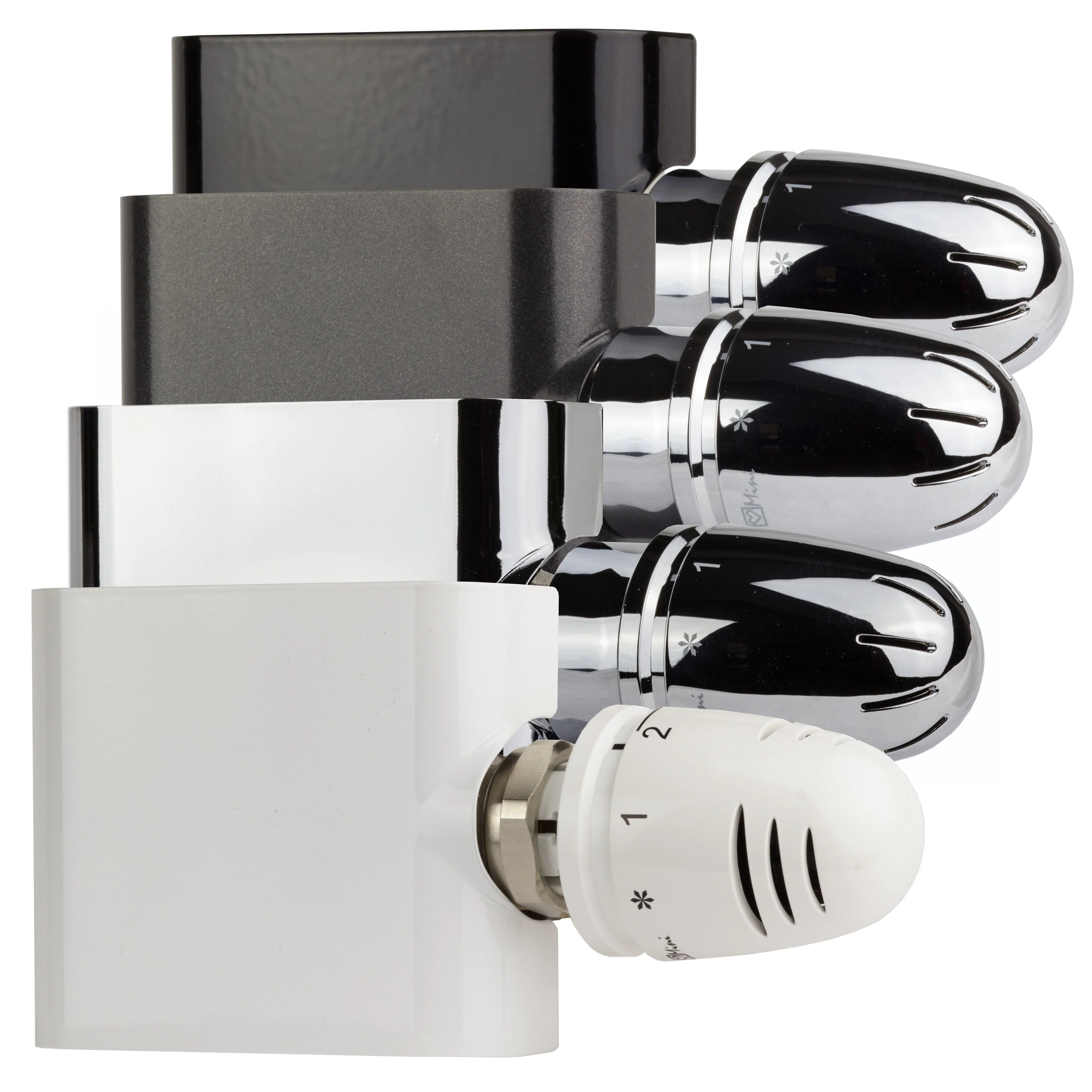 Anschlussset für Badheizkörper mit Mittelanschluss Multiblock Zweirohr Einrohr System Hahnblock Set inkl. Thermostatkopf alle Farben - heizkoerper.shop