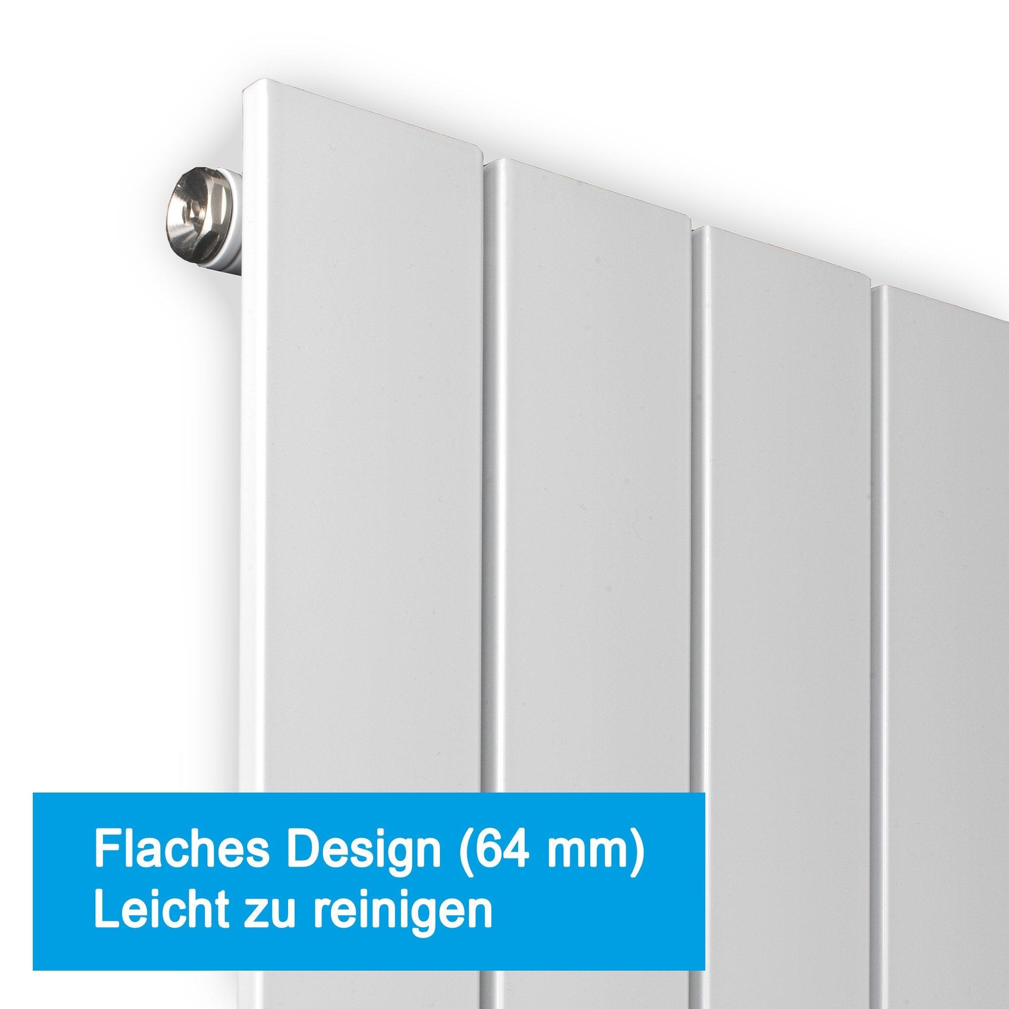 Flachheizkörper Handtuchstange Bad Anschluss links rechts versetztem Mittelanschluss flaches Design - heizkoerper.shop