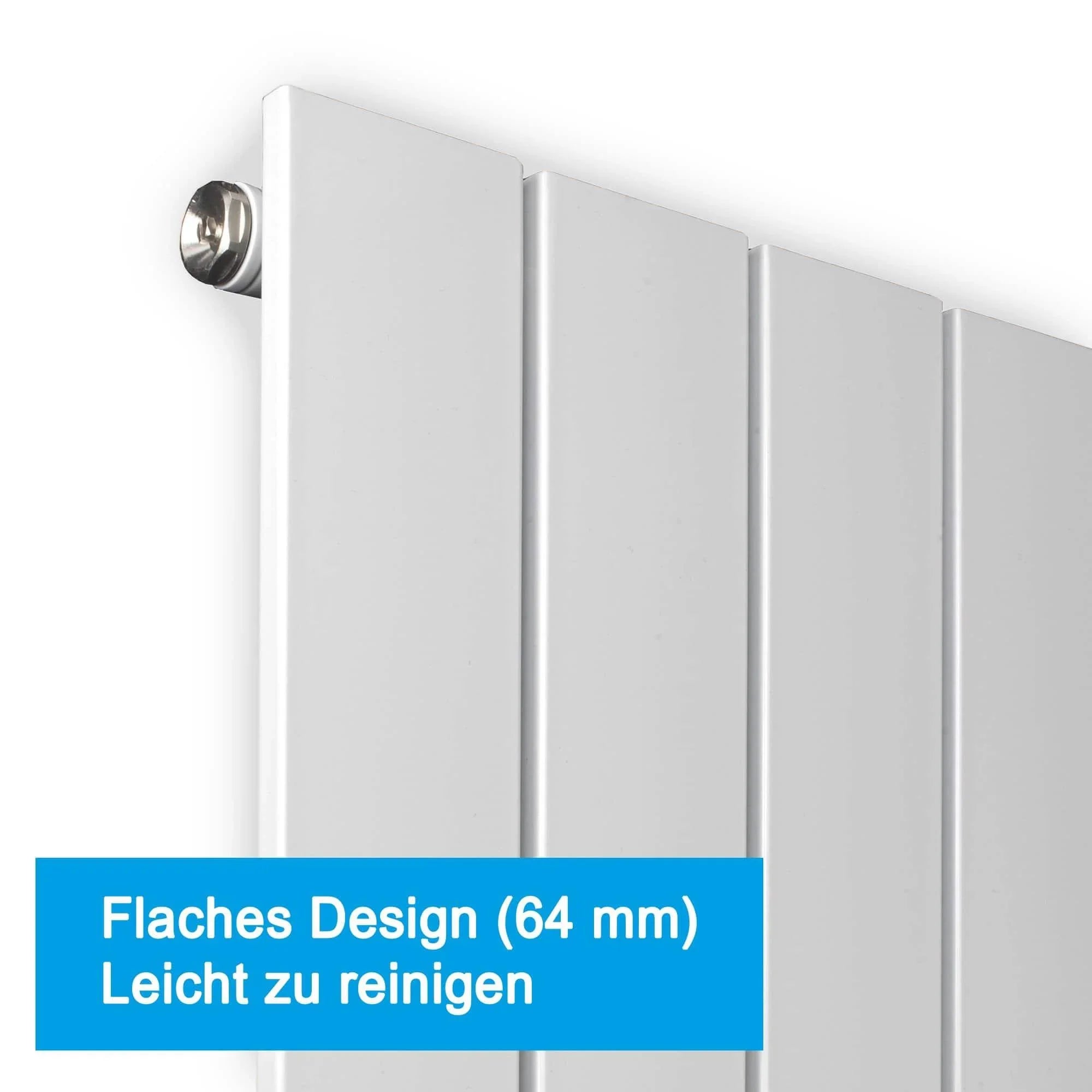 Flachheizkörper mit Mittelanschluss mit Handtuchstange weiß Heizkörper Badheizkörper Badezimmer Heizung flaches Design - heizkoerper.shop