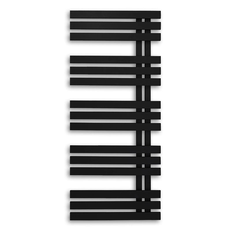 Badheizkörper 1200x500mm Anschluss links rechts schwarz matt seitlich offen - heizkoerper.shop