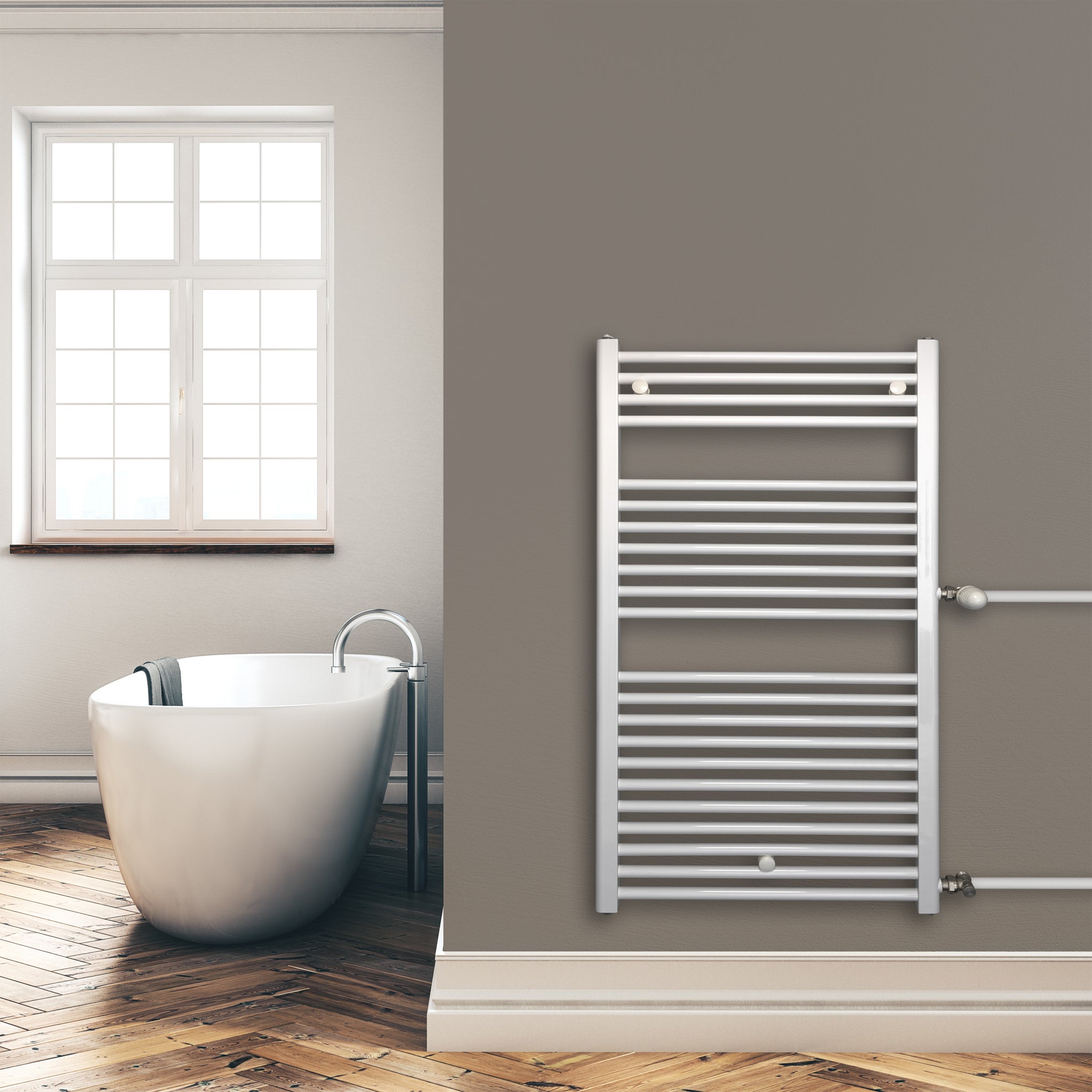 Remplacement du radiateur de salle de bain, radiateur blanc, connexion côté gauche droit 