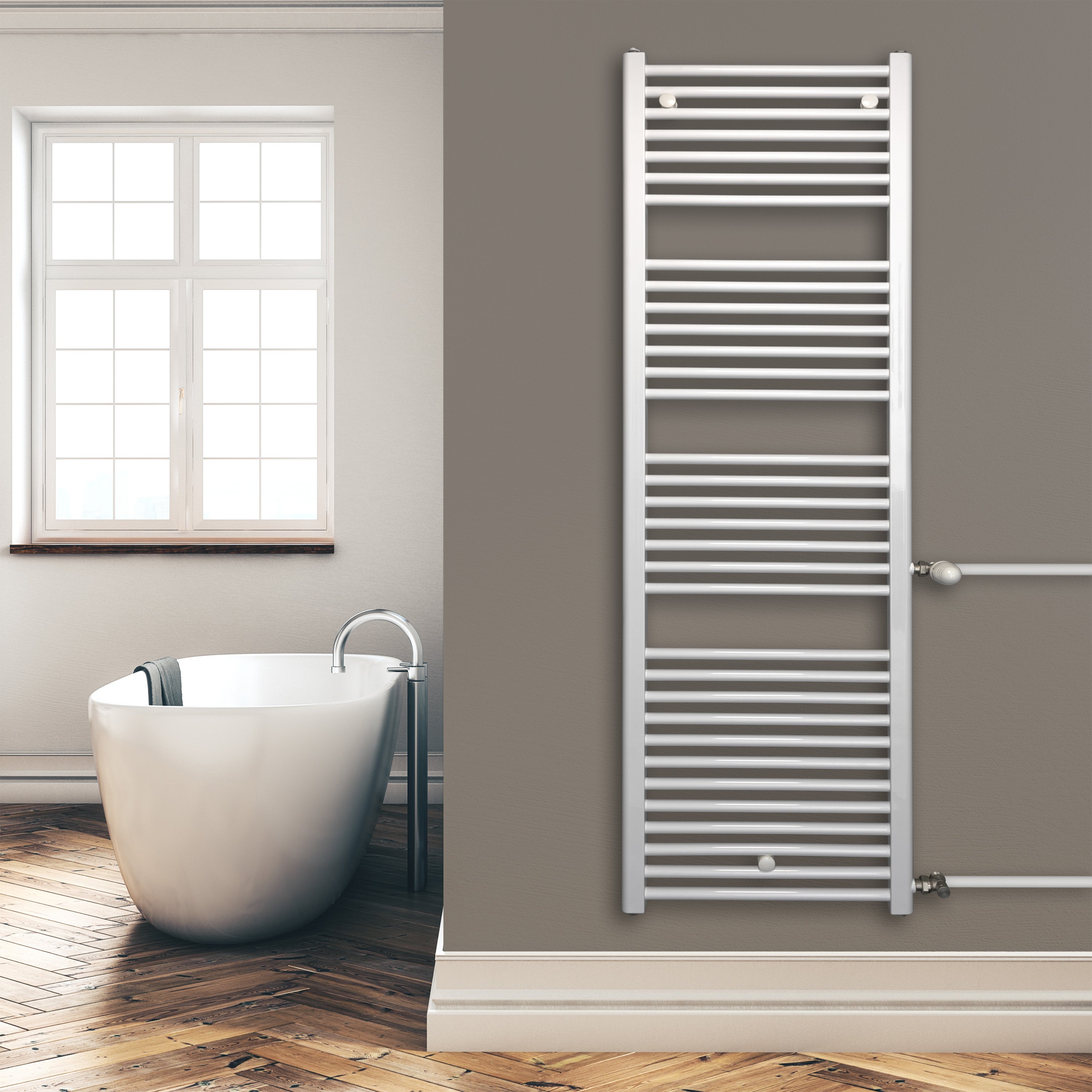 Remplacement du radiateur de salle de bain, radiateur blanc, connexion côté gauche droit 