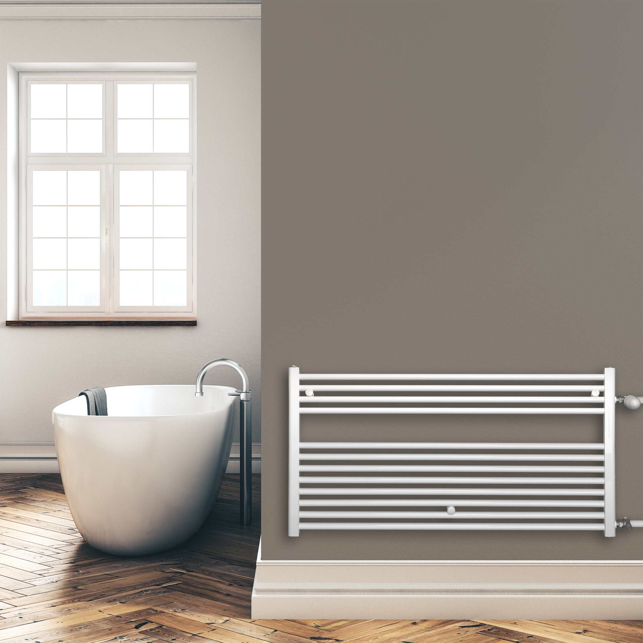 Remplacement du radiateur de salle de bain, radiateur blanc, connexion côté gauche droit 