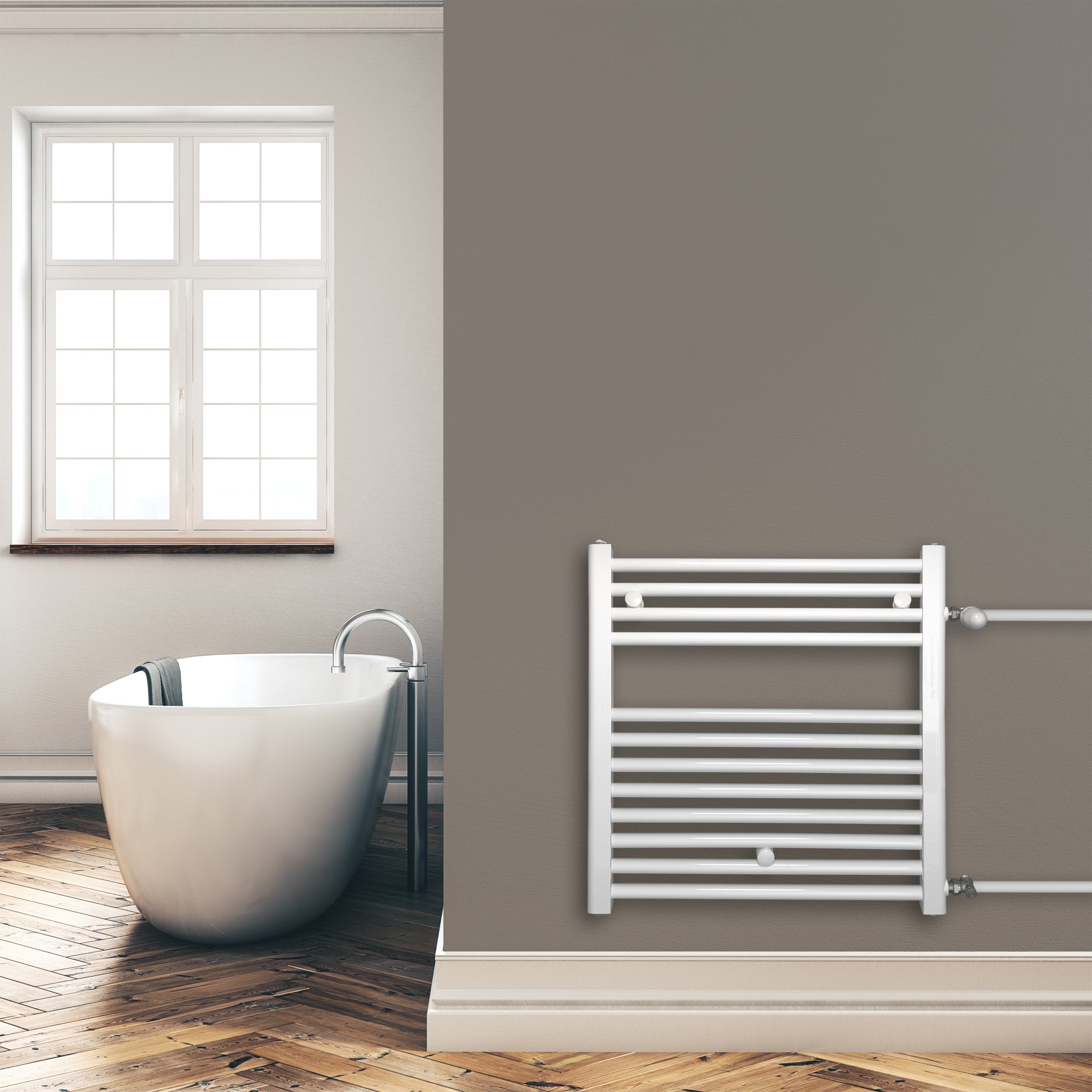 Remplacement du radiateur de salle de bain, radiateur blanc, connexion côté gauche droit 