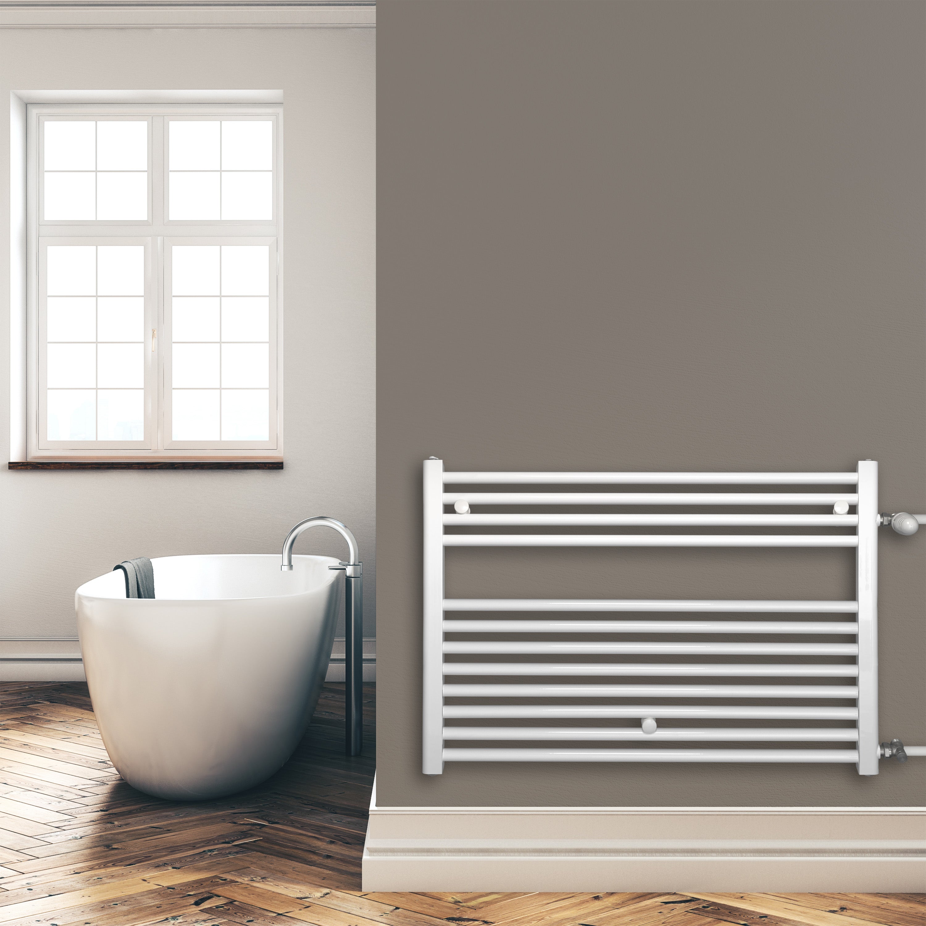 Remplacement du radiateur de salle de bain, radiateur blanc, connexion côté gauche droit 