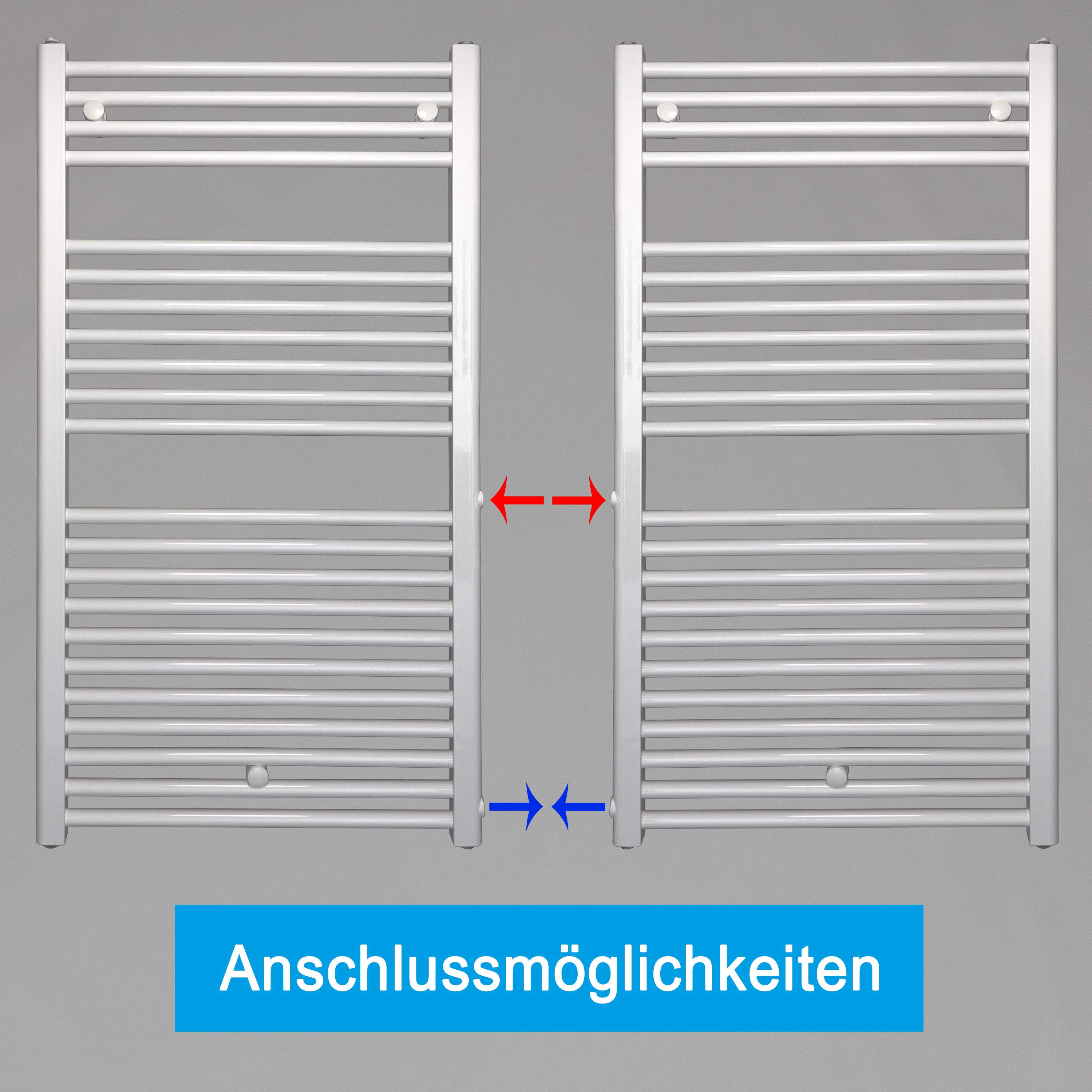 Handtuchheizkörper Austauschheizkörper links rechts Seitenanschluss Nabenanschluss seitlicher Anschluss Renovierung Bad