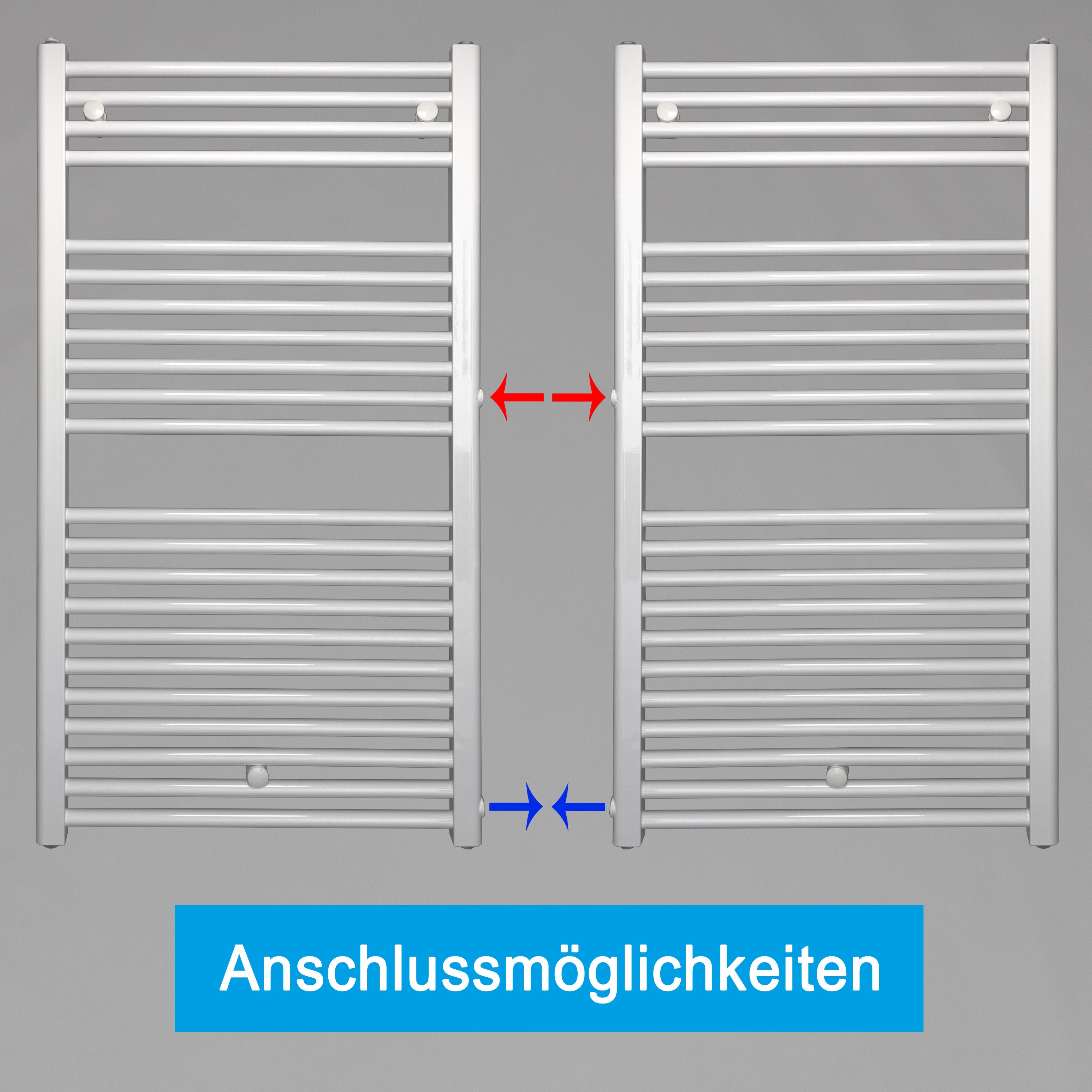 Remplacement du radiateur de salle de bain, radiateur blanc, connexion côté gauche droit 