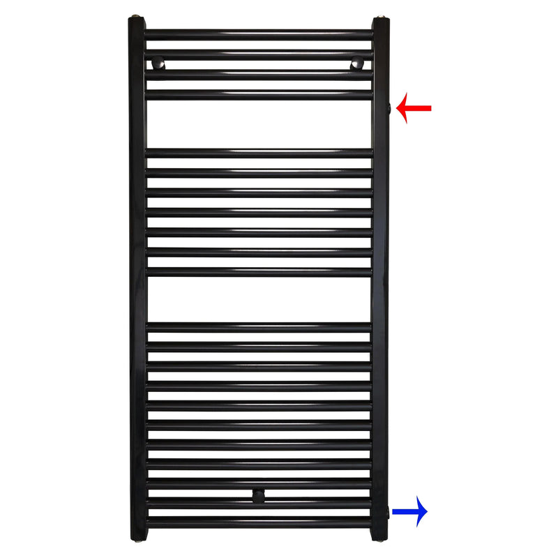 Remplacement du radiateur de salle de bain, radiateur noir, connexion côté gauche droit 