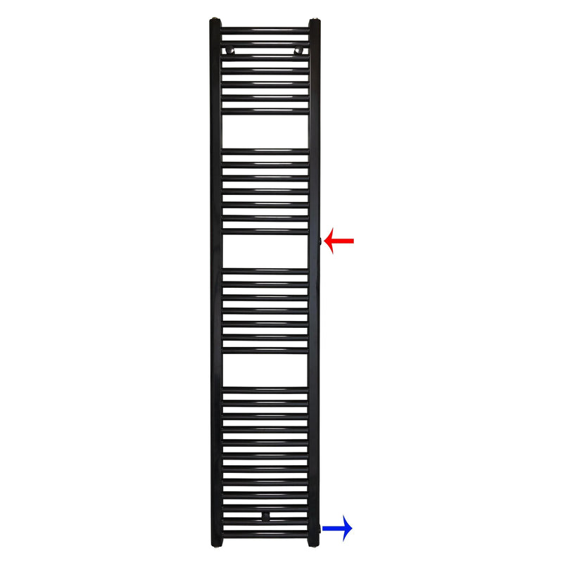 Remplacement du radiateur de salle de bain, radiateur noir, connexion côté gauche droit 