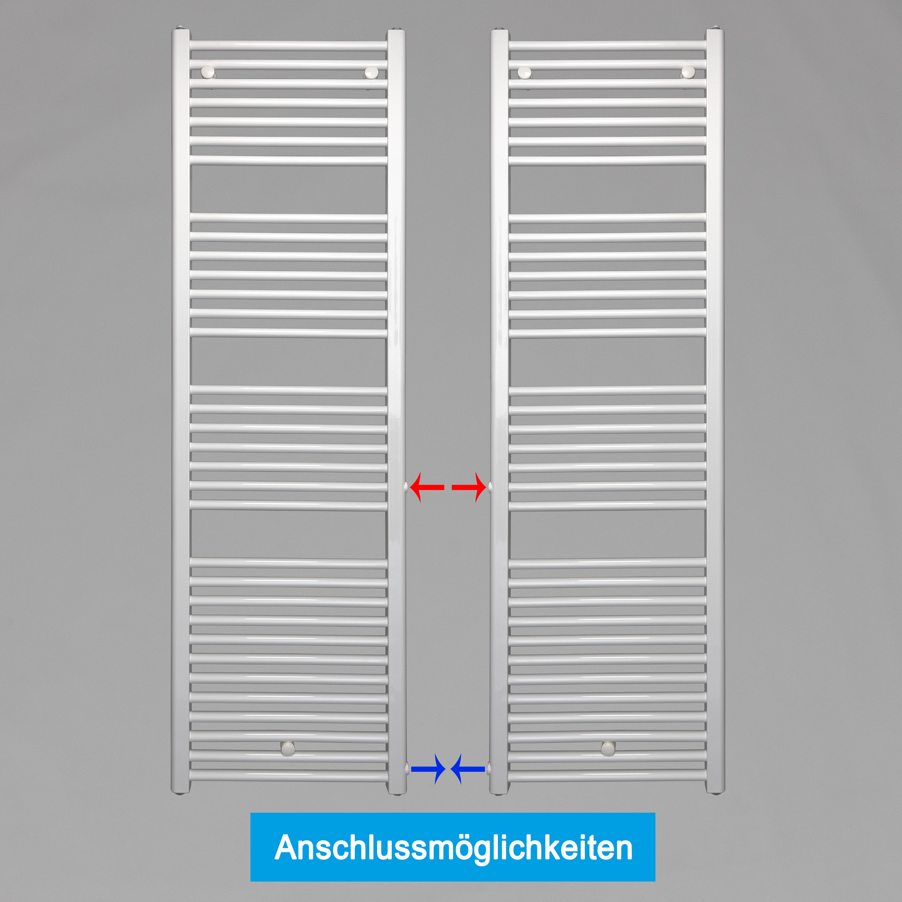 Handtuchheizkörper Austauschheizkörper links rechts Seitenanschluss Nabenanschluss seitlicher Anschluss Renovierung Bad