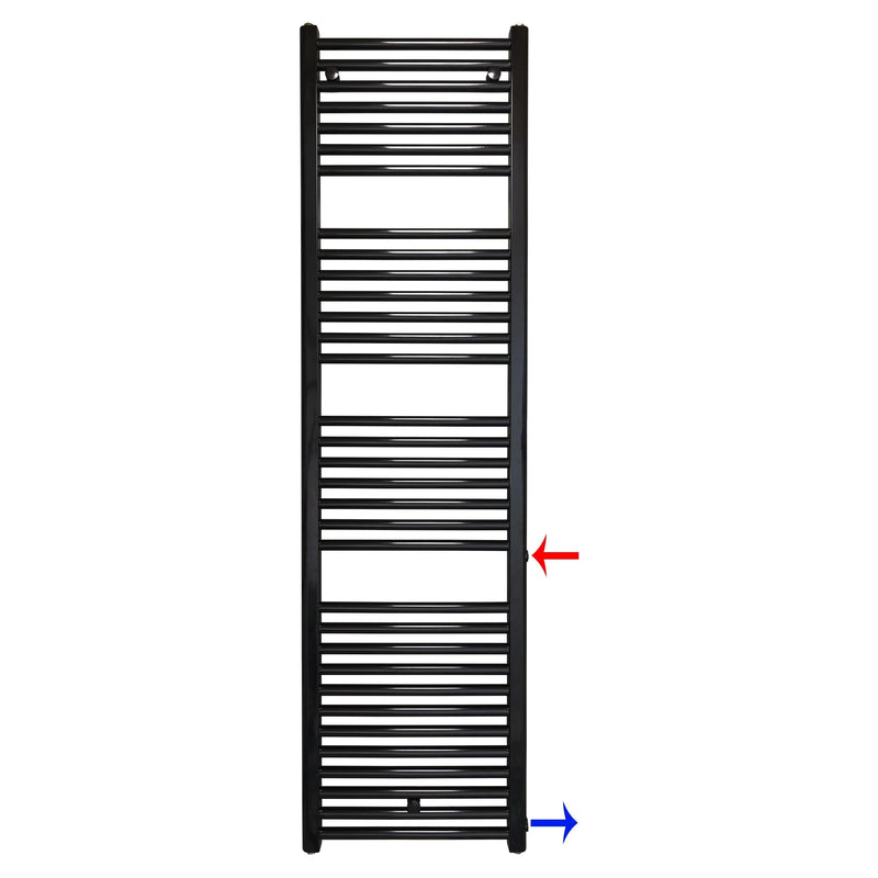 Remplacement du radiateur de salle de bain, radiateur noir, connexion côté gauche droit 