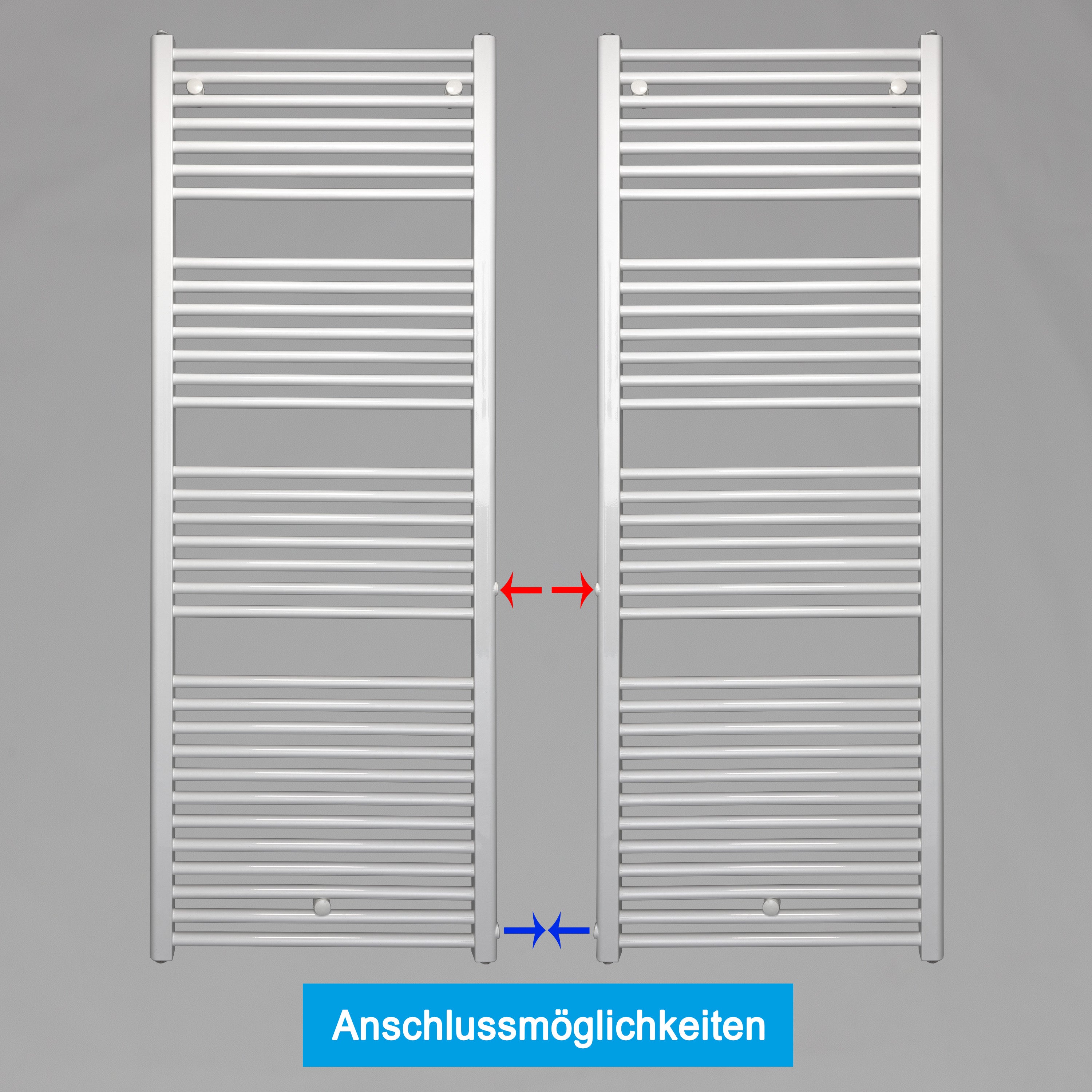 Handtuchheizkörper Austauschheizkörper links rechts Seitenanschluss Nabenanschluss seitlicher Anschluss Renovierung Bad