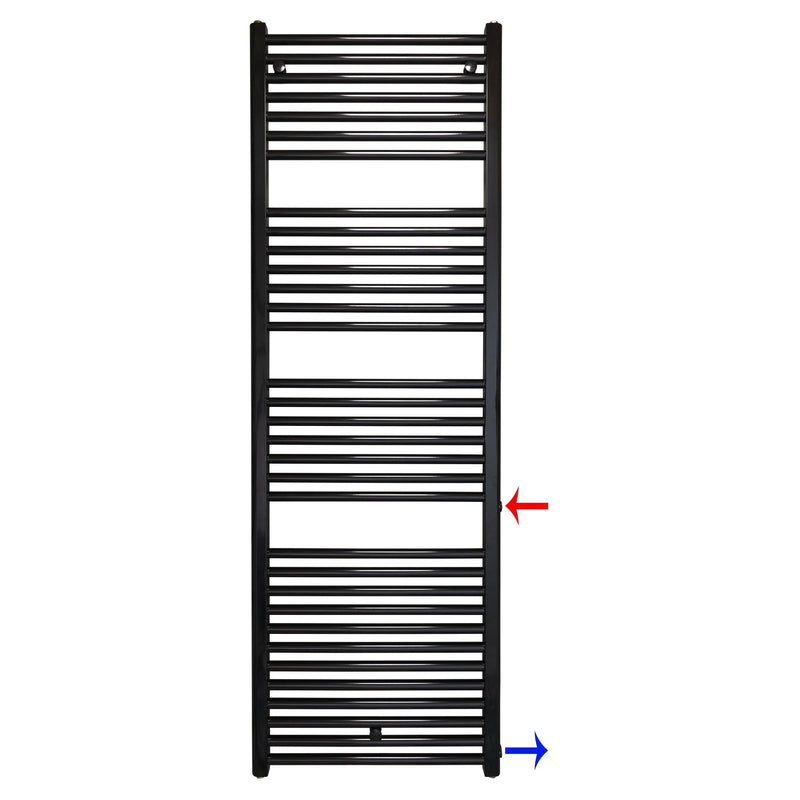 Remplacement du radiateur de salle de bain, radiateur noir, connexion côté gauche droit 