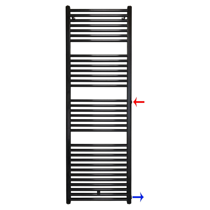 Remplacement du radiateur de salle de bain, radiateur noir, connexion côté gauche droit 