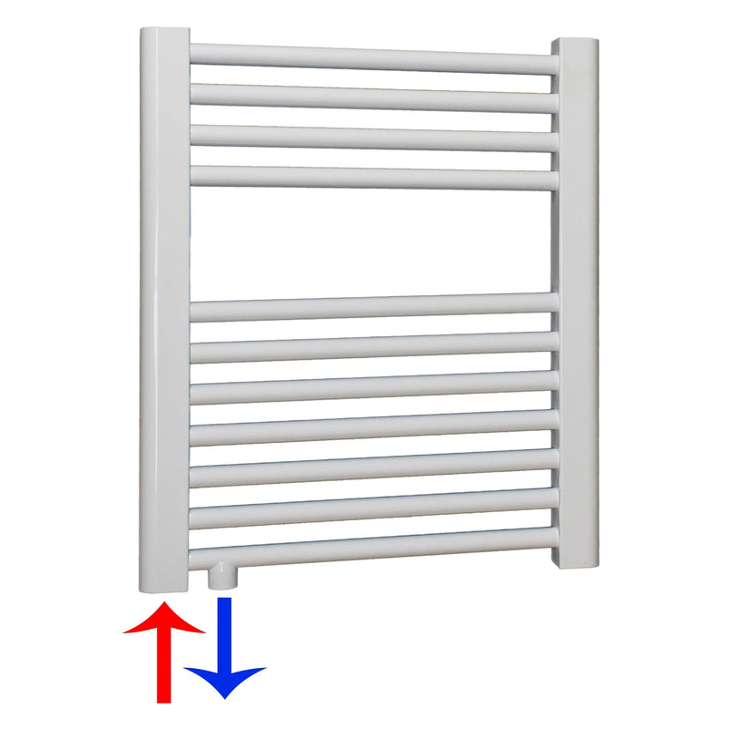 Radiateur sèche-serviettes avec raccordement à gauche ou à droite | avec raccordement central décalé 
