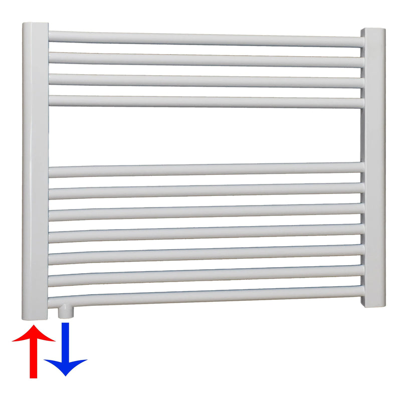 Radiateur de salle de bain avec raccordement à gauche ou à droite | avec raccordement central décalé 