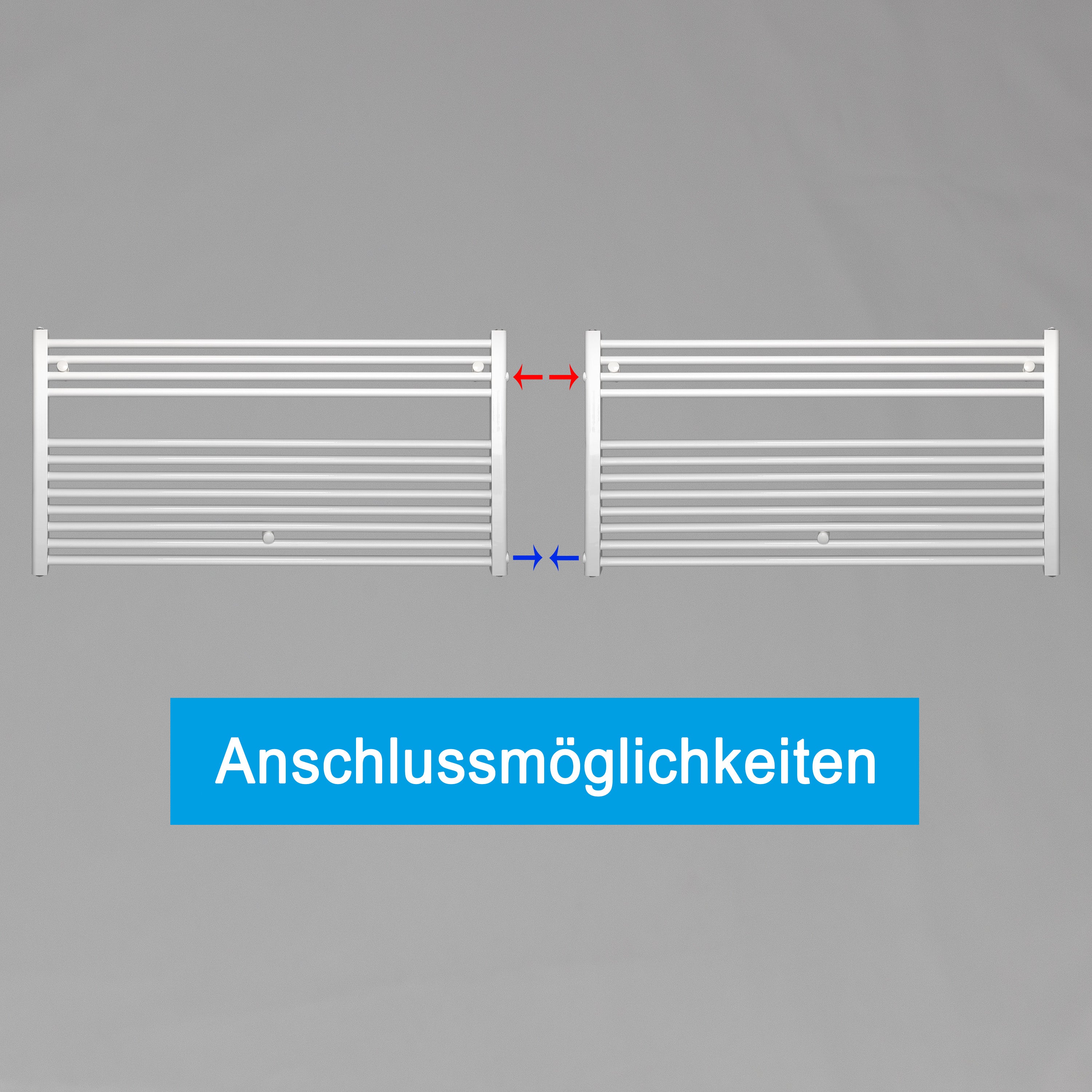 Remplacement du radiateur de salle de bain, radiateur blanc, connexion côté gauche droit 