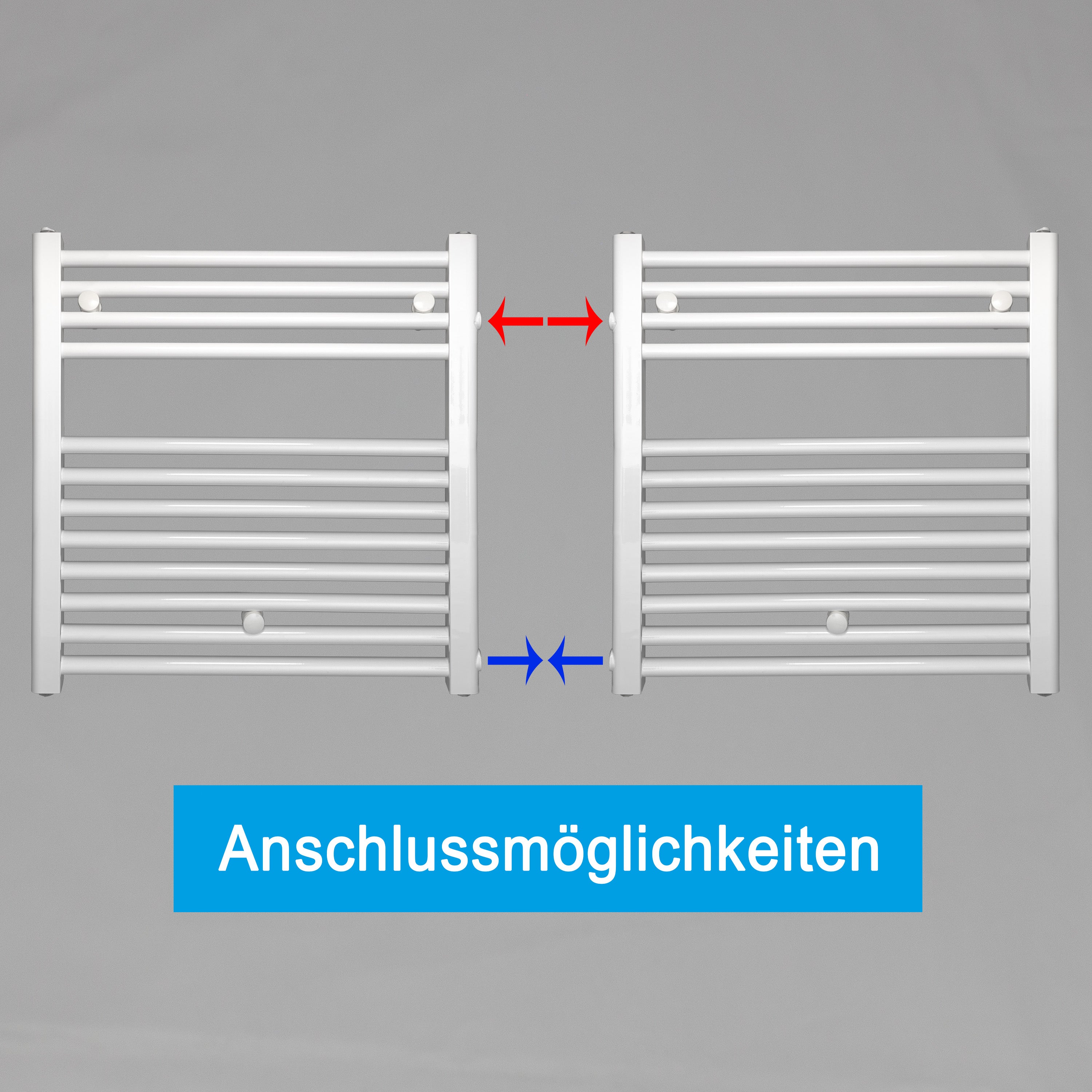 Remplacement du radiateur de salle de bain, radiateur blanc, connexion côté gauche droit 
