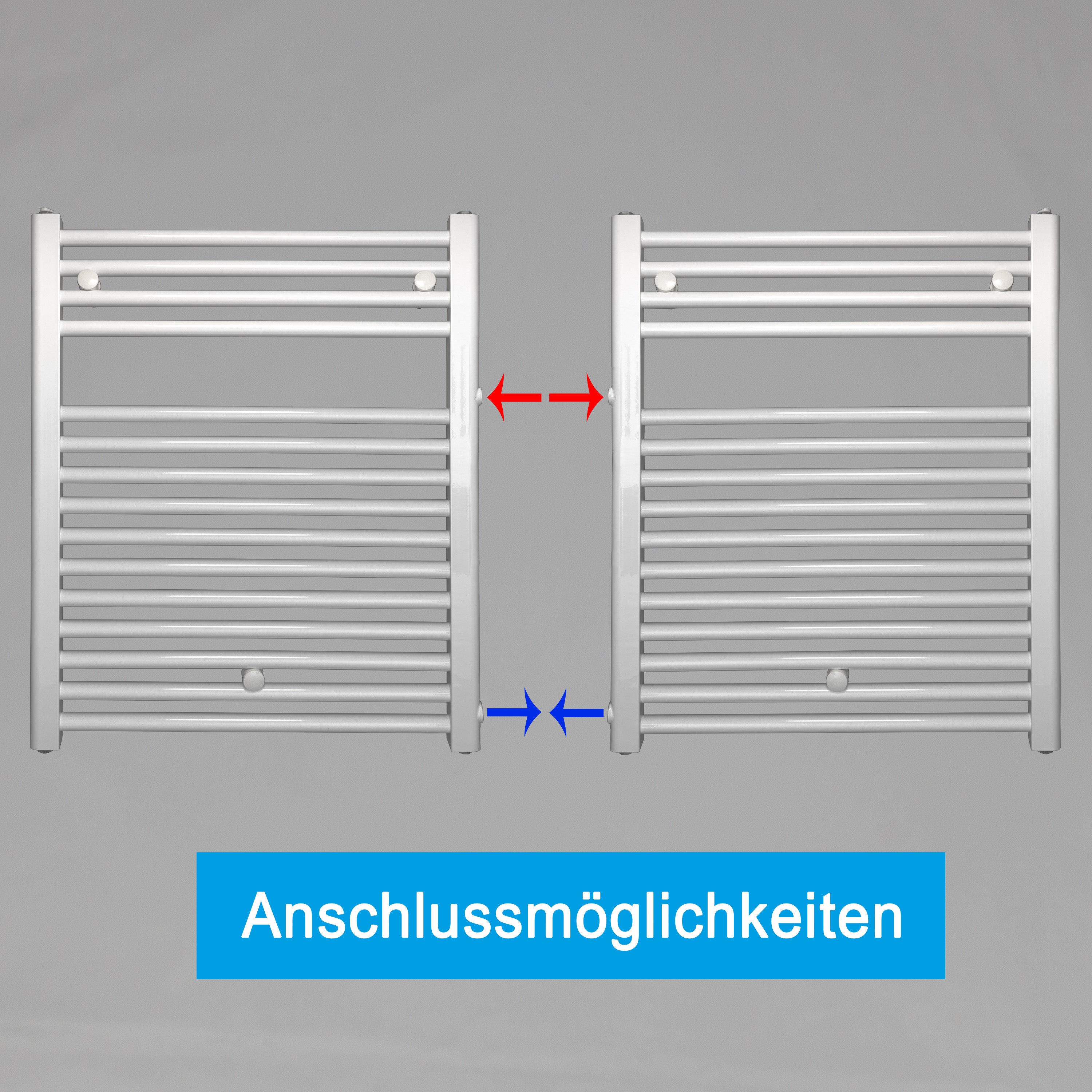 Remplacement du radiateur de salle de bain, radiateur blanc, connexion côté gauche droit 