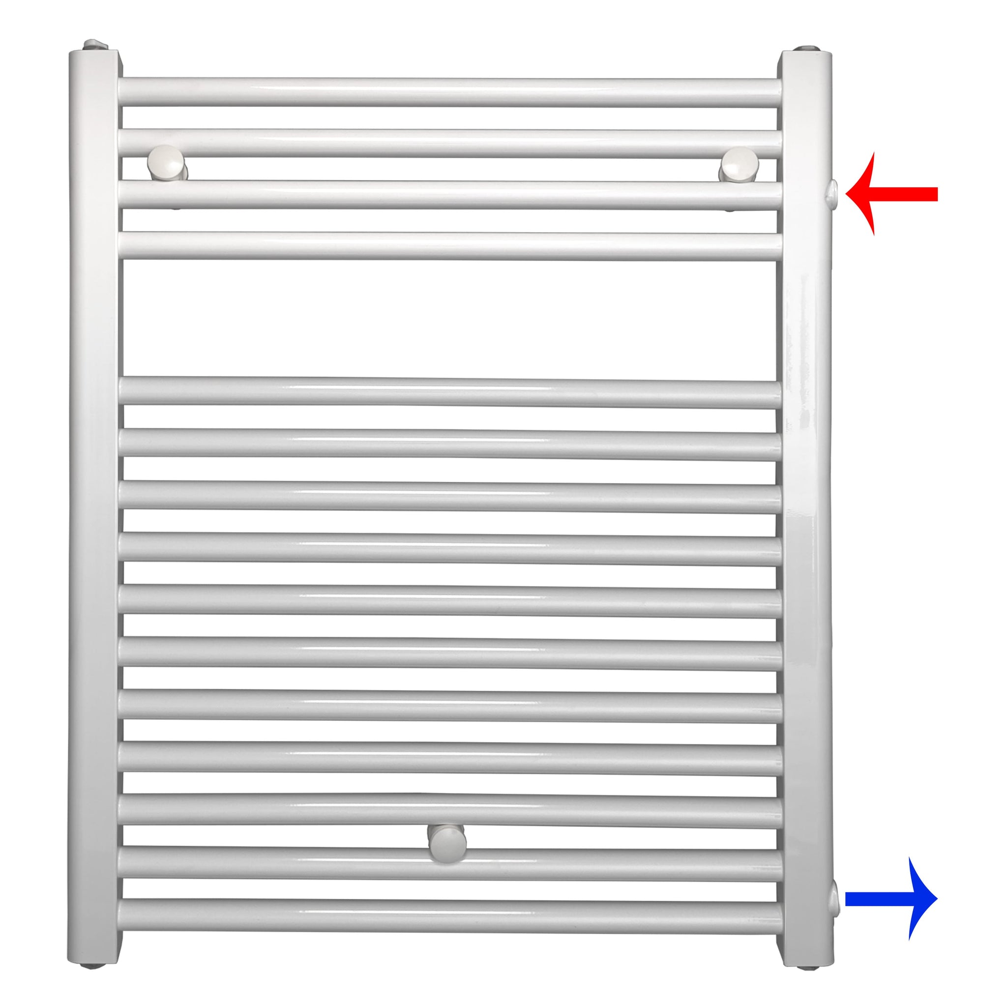Remplacement du radiateur de salle de bain, radiateur blanc, connexion côté gauche droit 