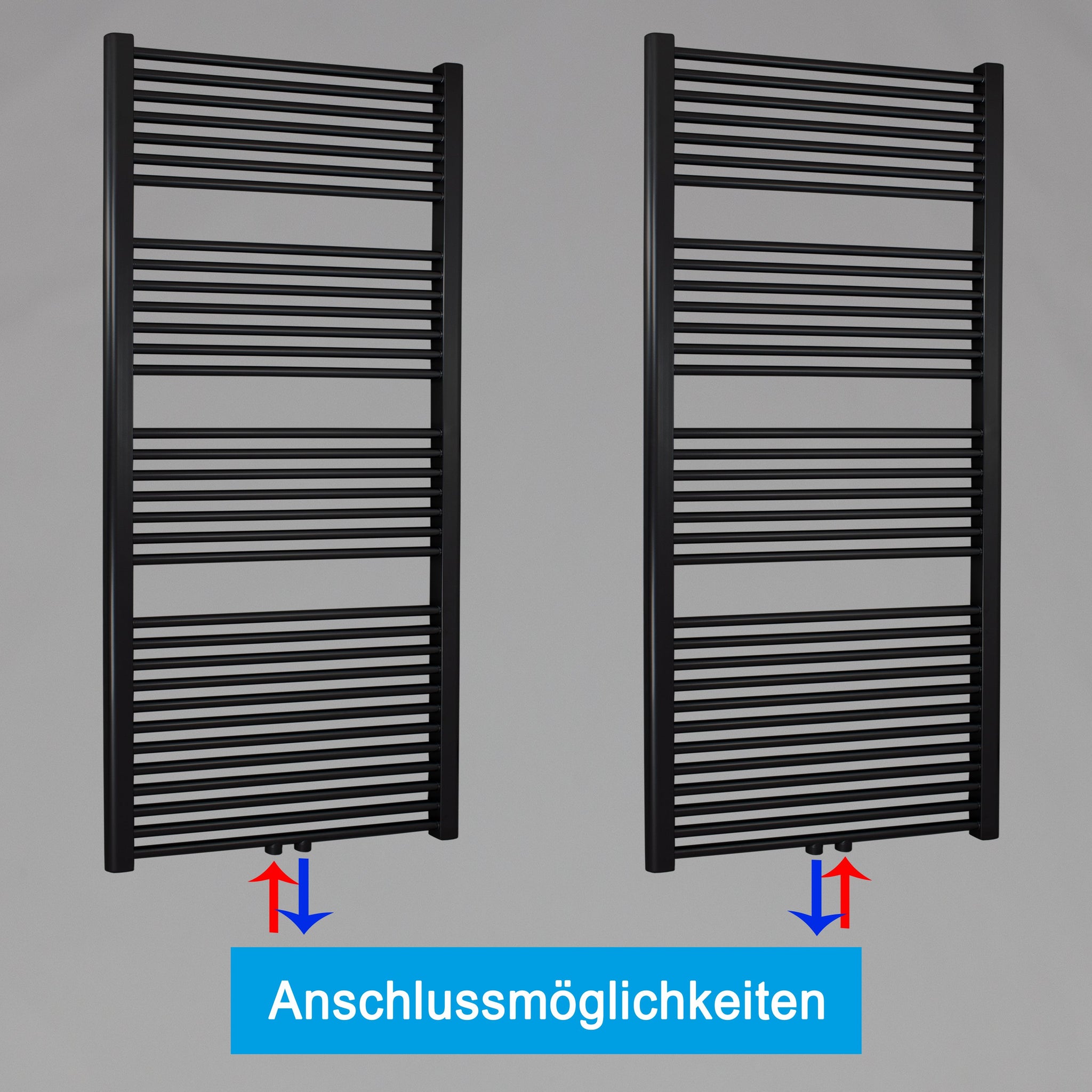 Badheizkörper gerade mit Mittelanschluss Handtuchhalter Badezimmer