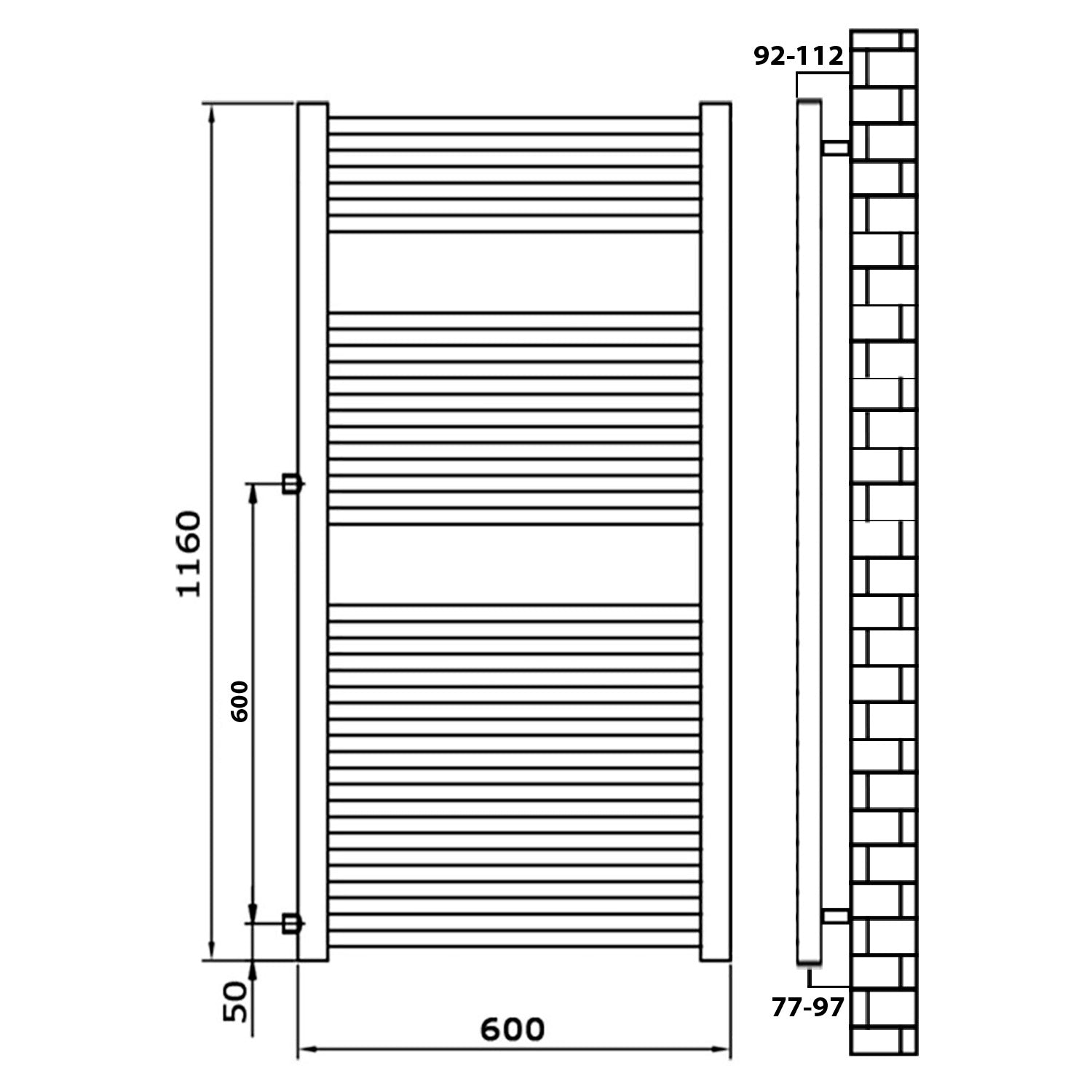 Badheizkörper Austauschheizkörper weiß links rechts Seitenanschluss