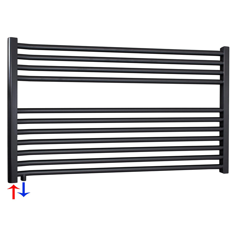 Radiateur de salle de bain avec raccordement à gauche ou à droite | avec raccordement central décalé 