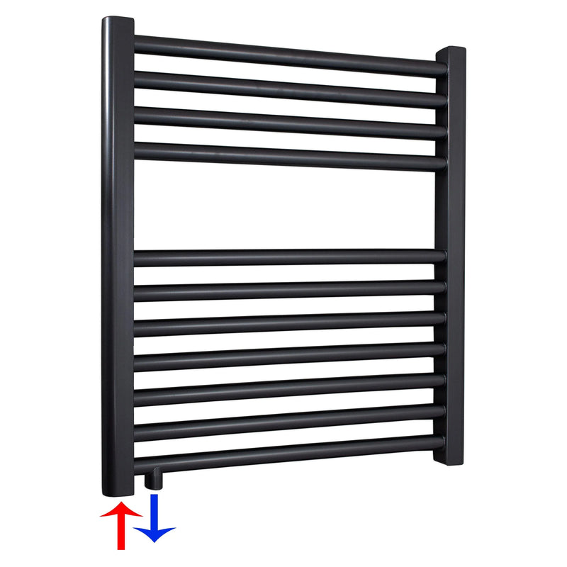 Radiateur de salle de bain avec raccordement à gauche ou à droite | avec raccordement central décalé 