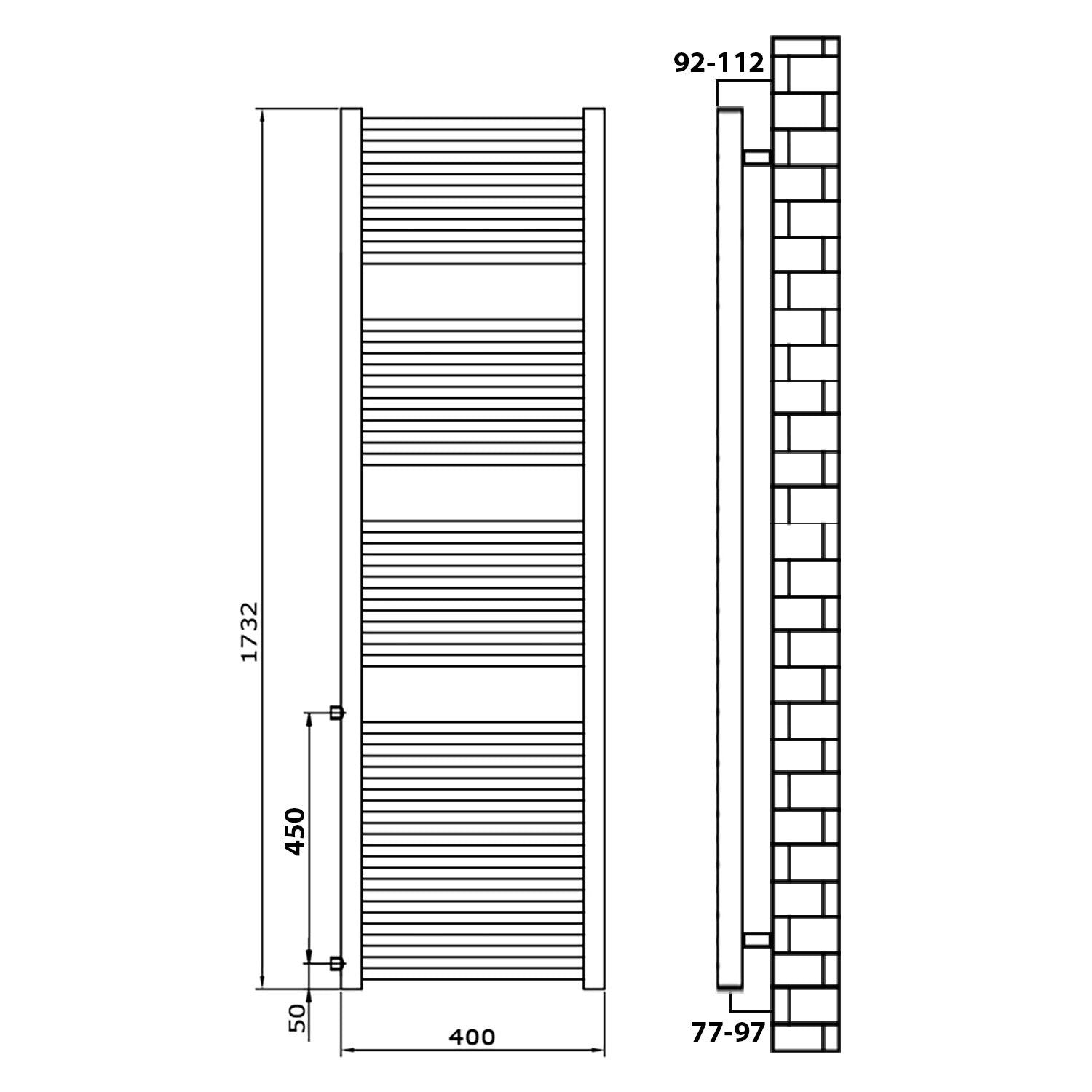 Badheizkörper Austauschheizkörper weiß links rechts Seitenanschluss