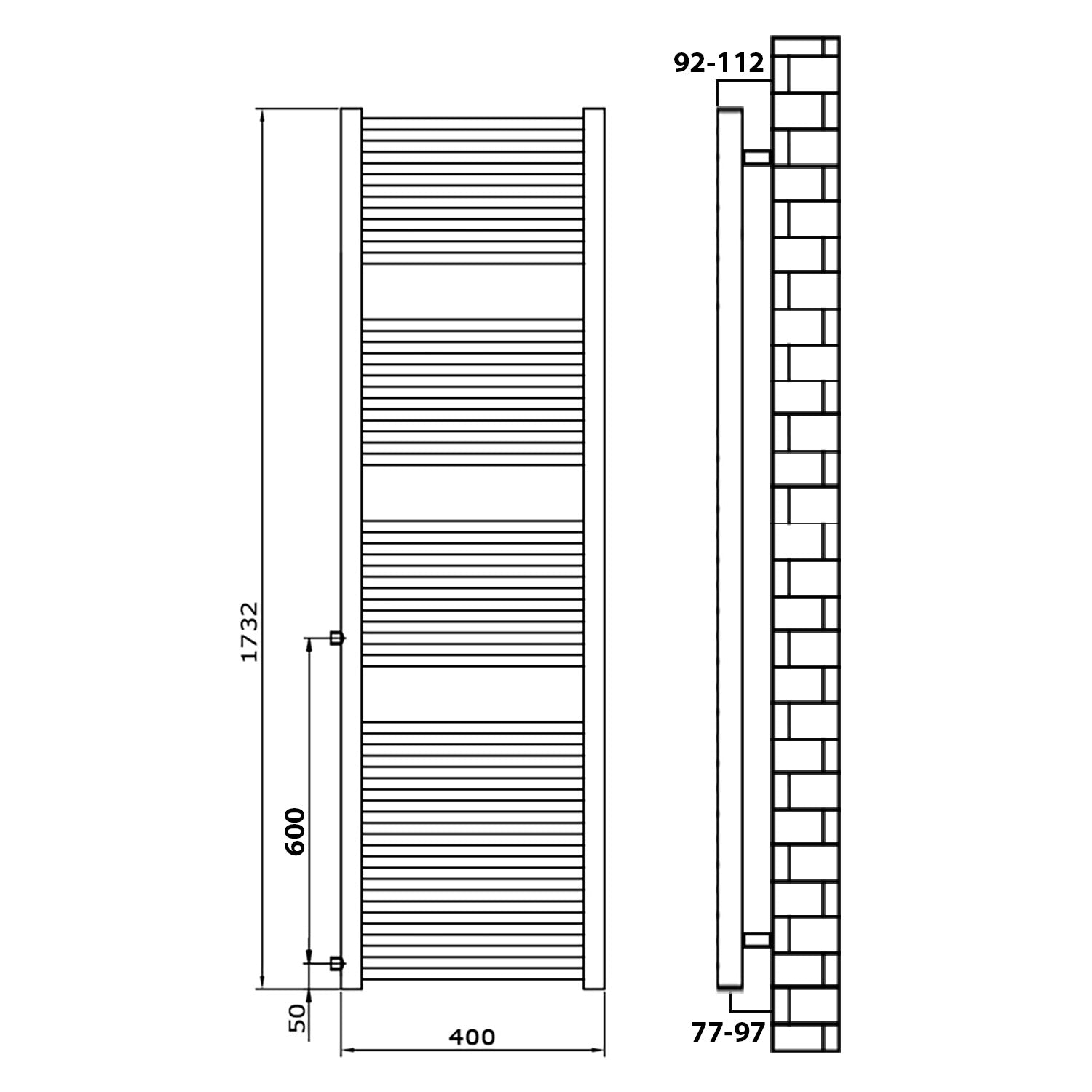 Badheizkörper Austauschheizkörper weiß links rechts Seitenanschluss