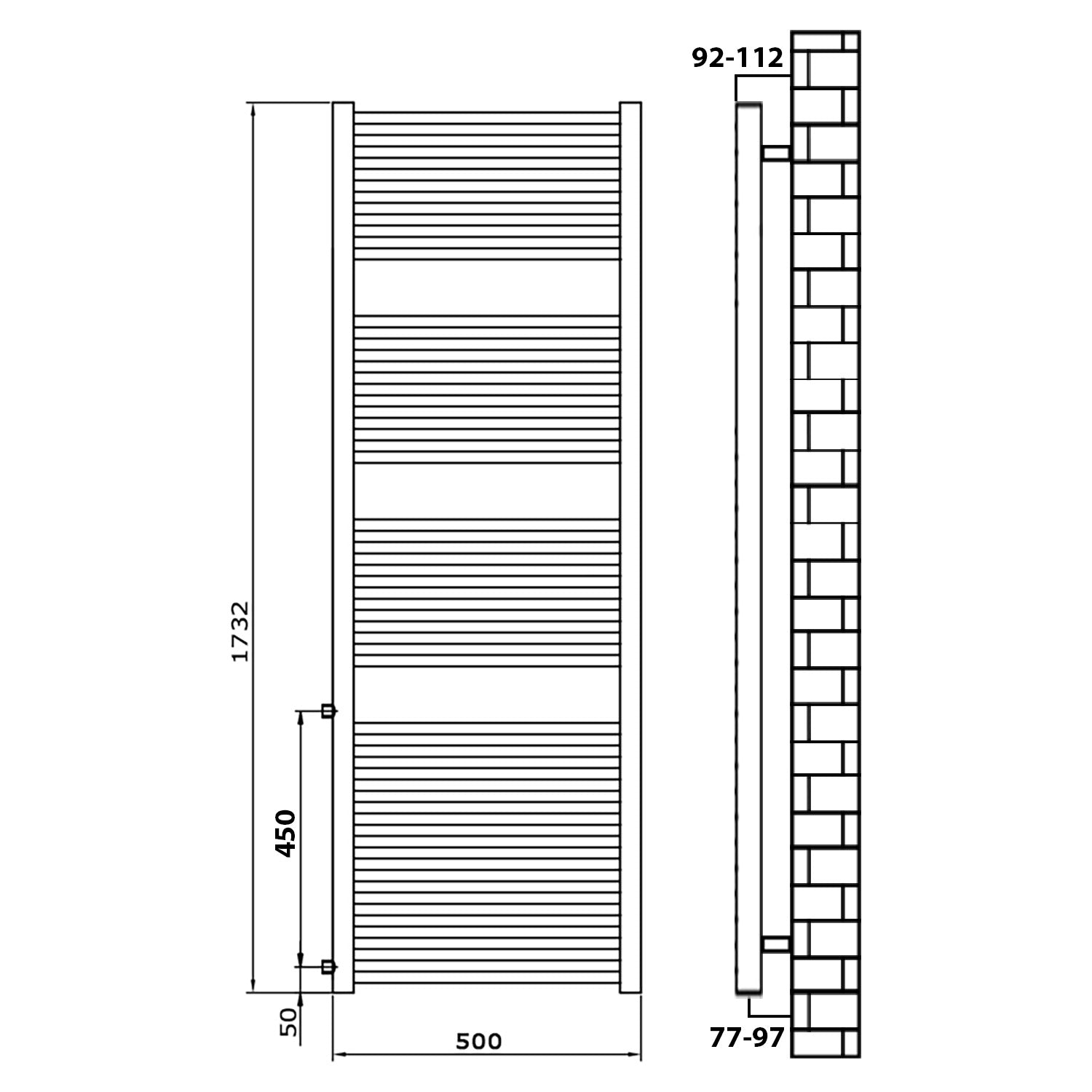 Badheizkörper Austauschheizkörper weiß links rechts Seitenanschluss